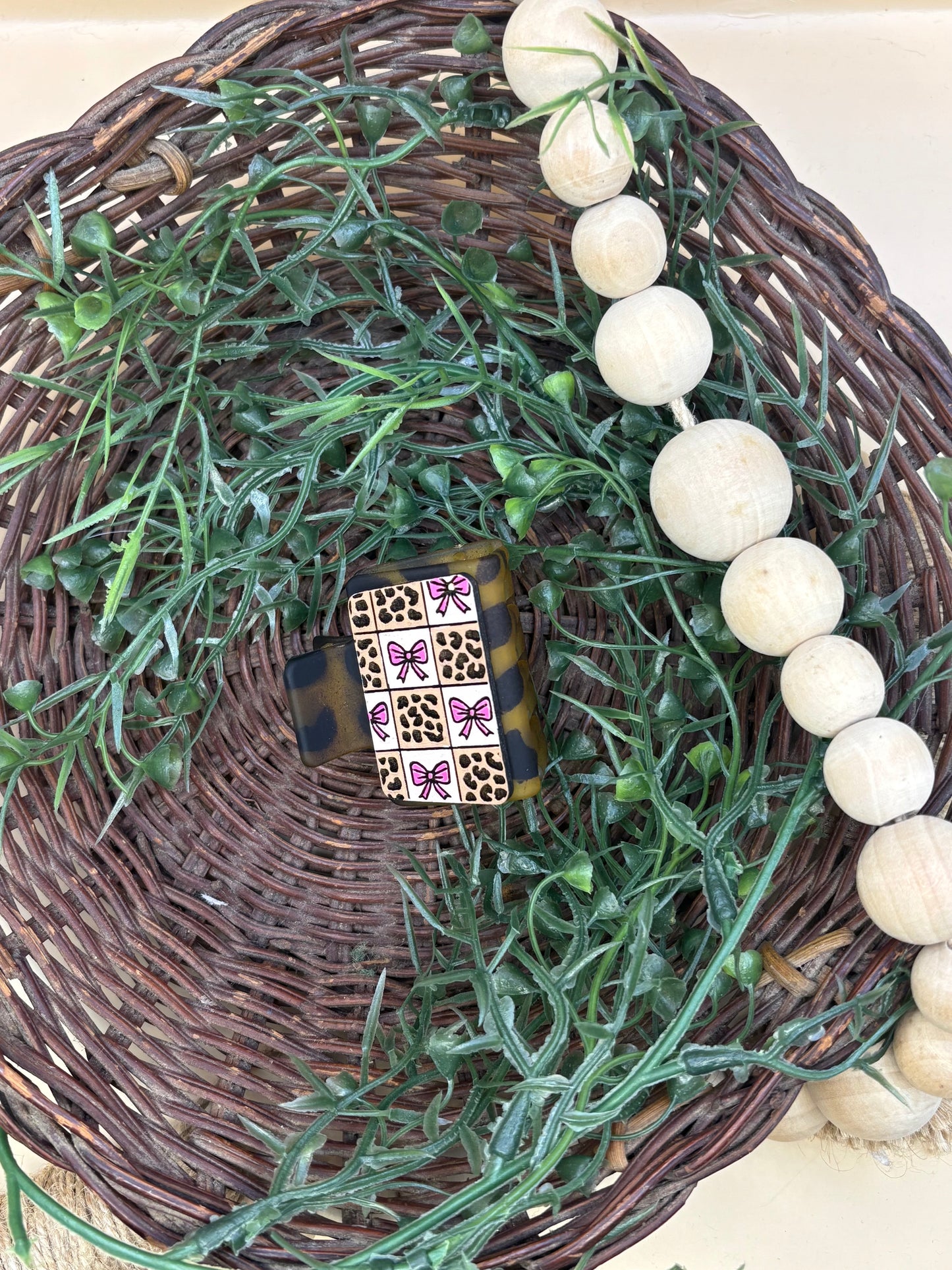 Leopard And Bows Pattern Mini Claw Clip