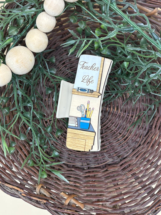 Teacher Life Claw Clip