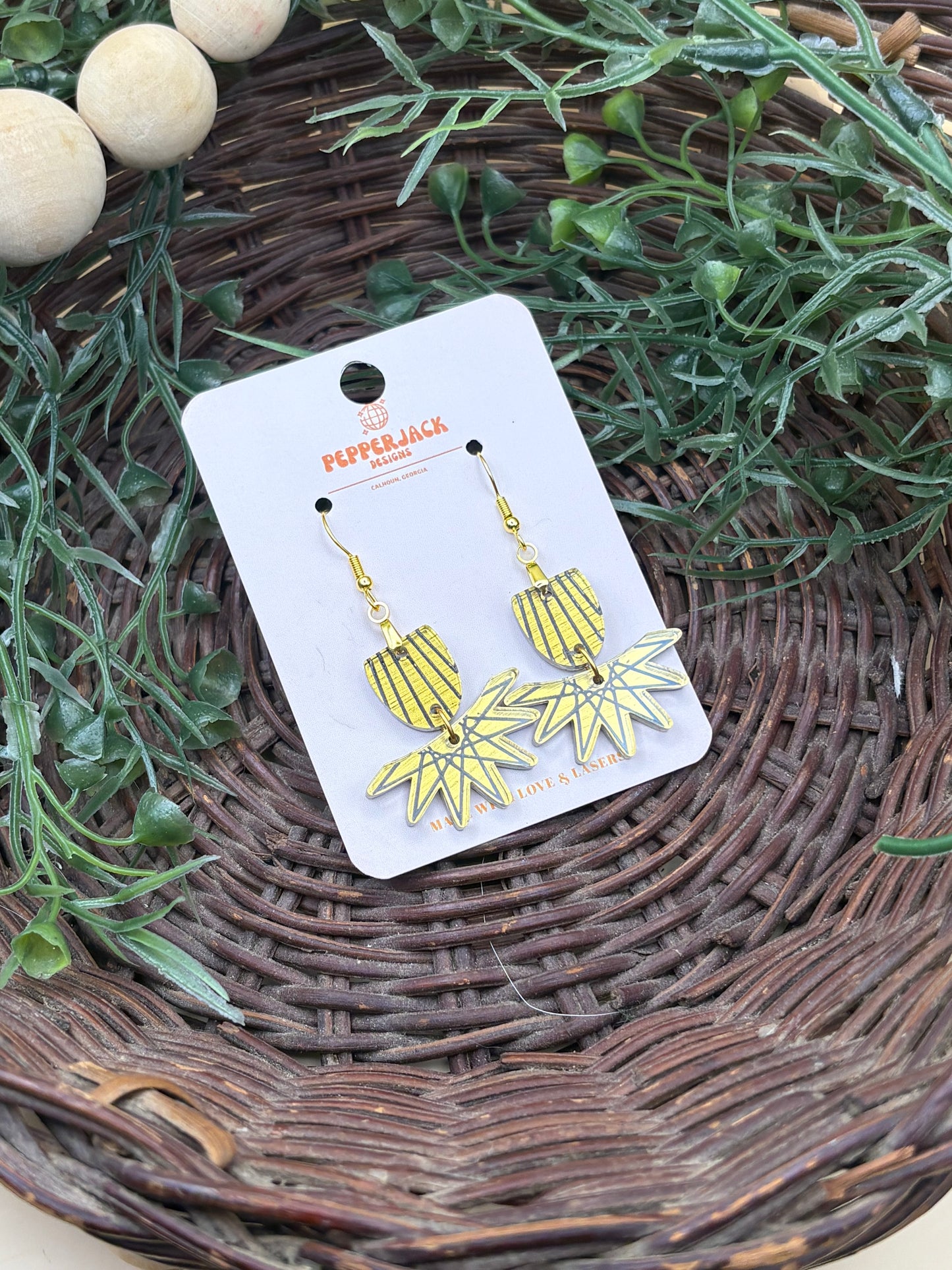 MCM style acrylic earrings