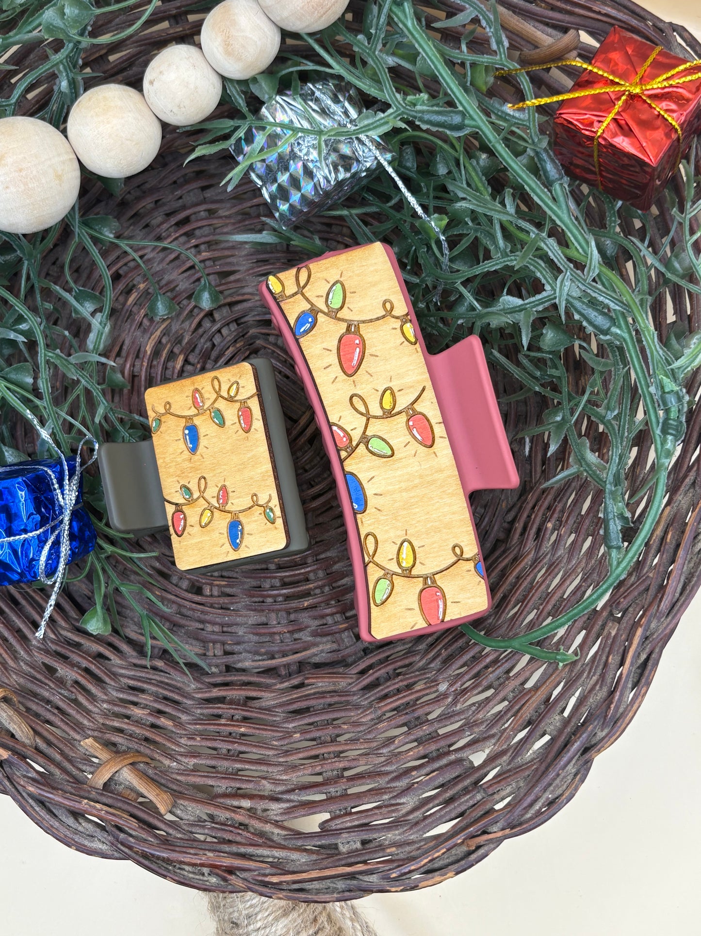 Christmas Lights Hair/Claw Clip