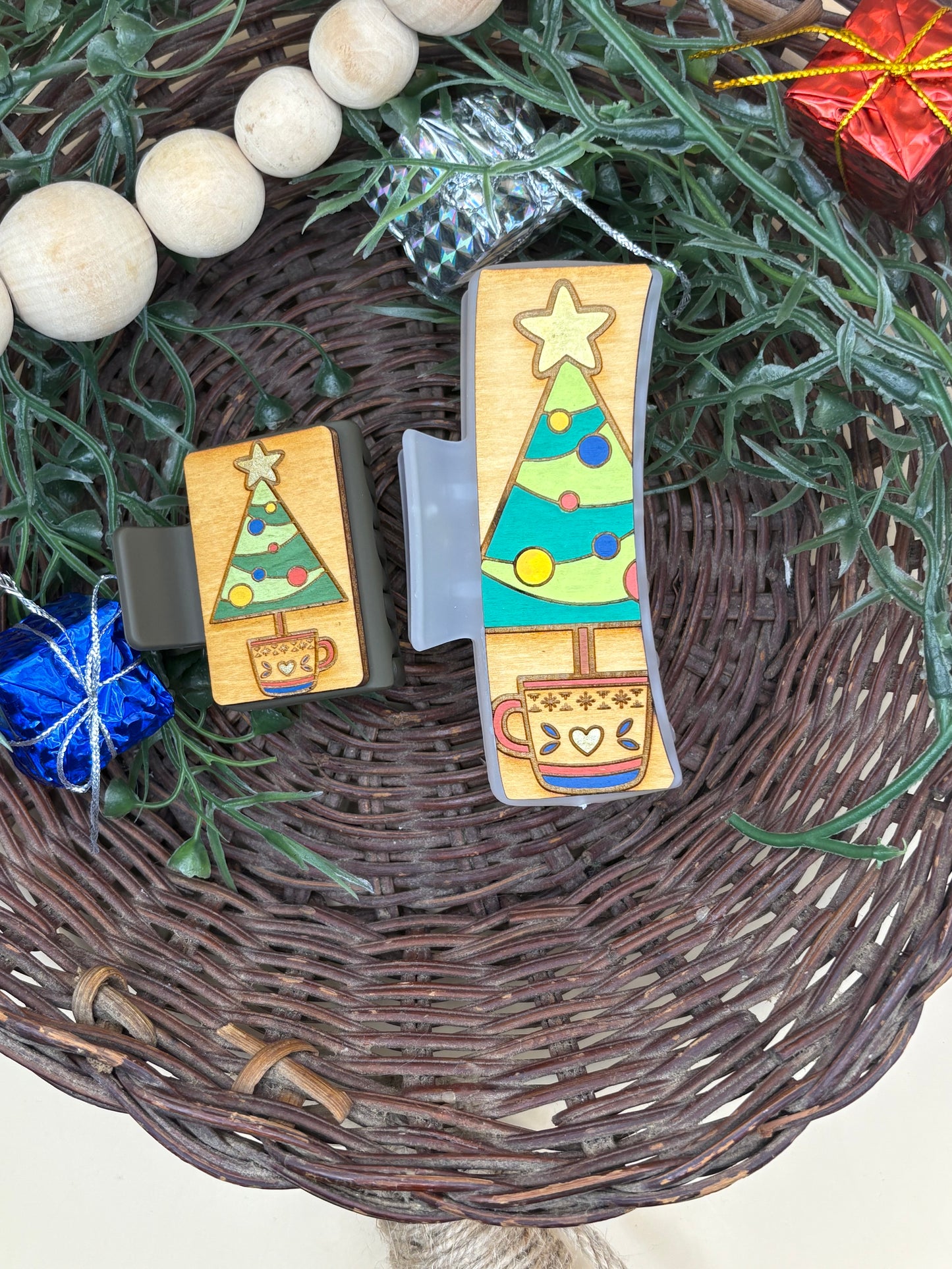 Christmas Tree In A Mug Hair/Claw Clip