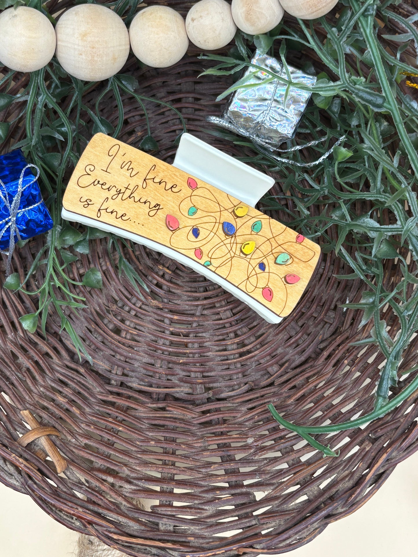 I'm Fine, Everything's Fine Tangled Christmas Lights Claw Clip