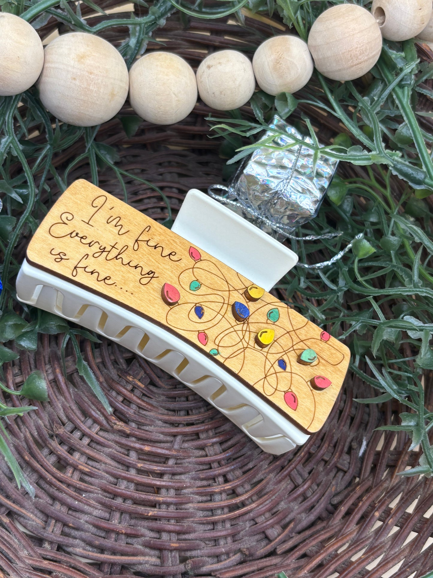 I'm Fine, Everything's Fine Tangled Christmas Lights Claw Clip