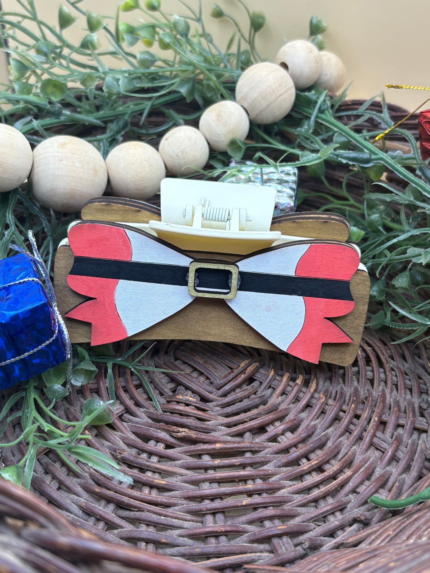 Santa Bow Claw Clip