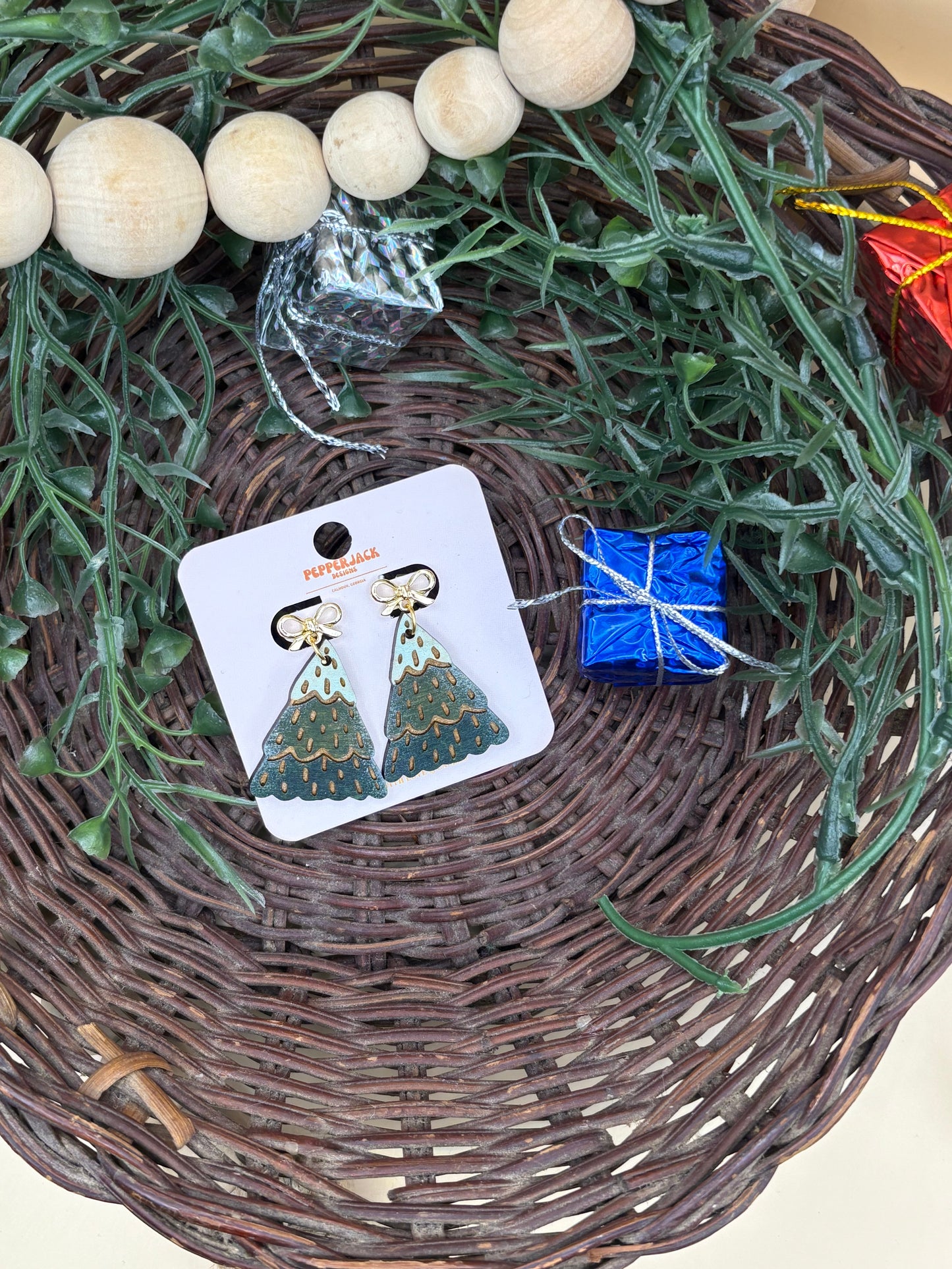 Boho Christmas Tree Earrings