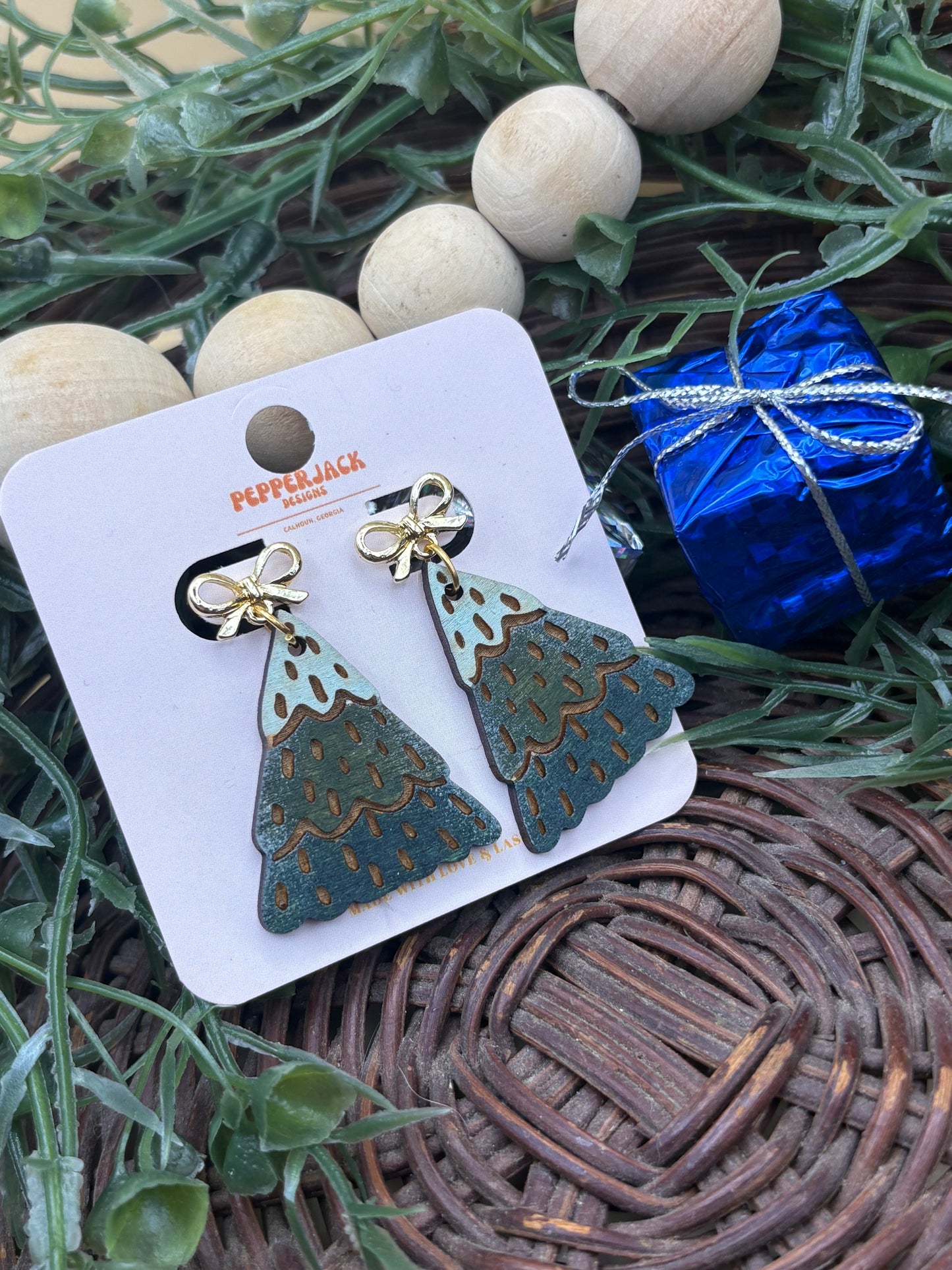 Boho Christmas Tree Earrings