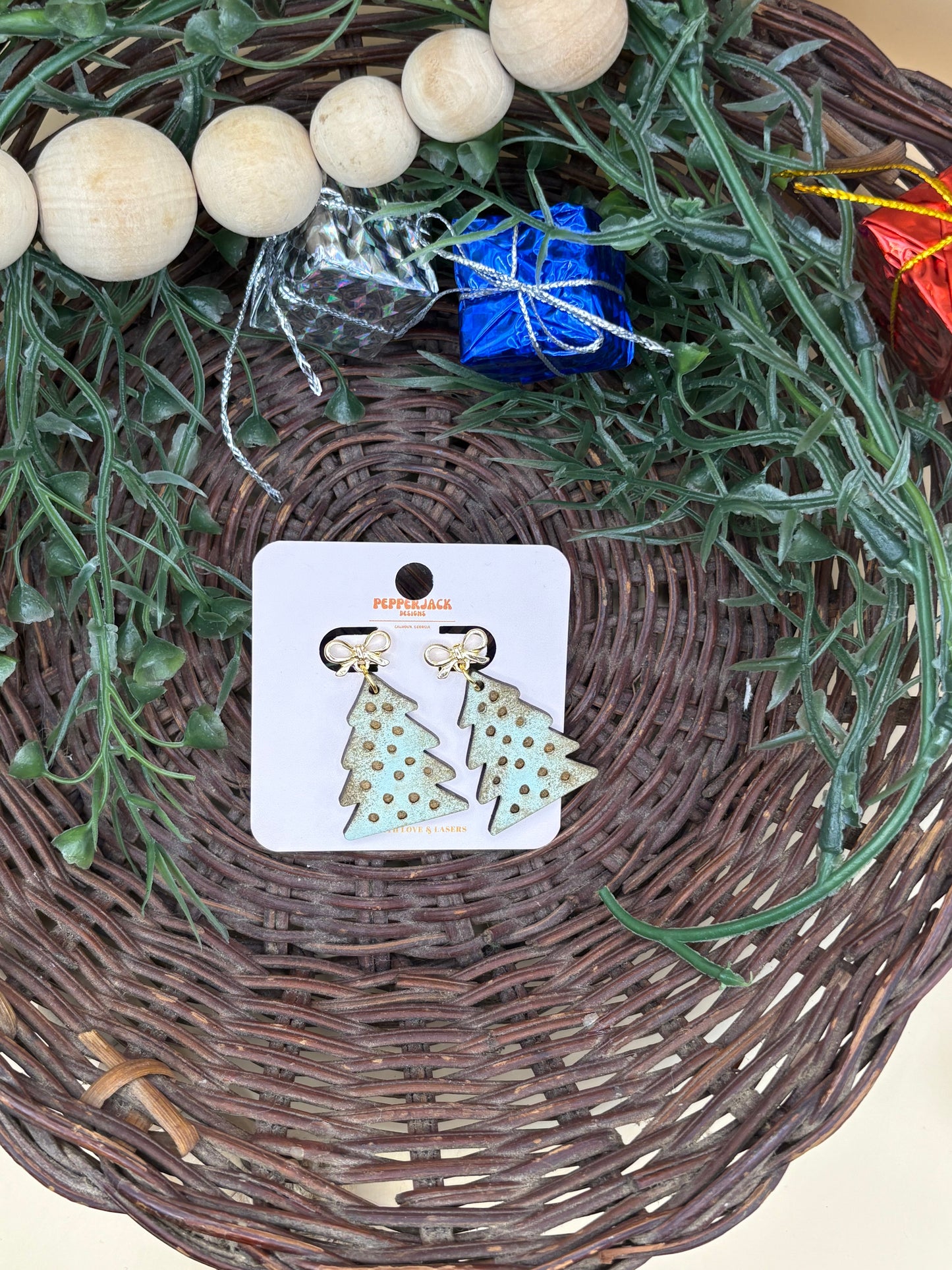 Boho Christmas Tree Earrings