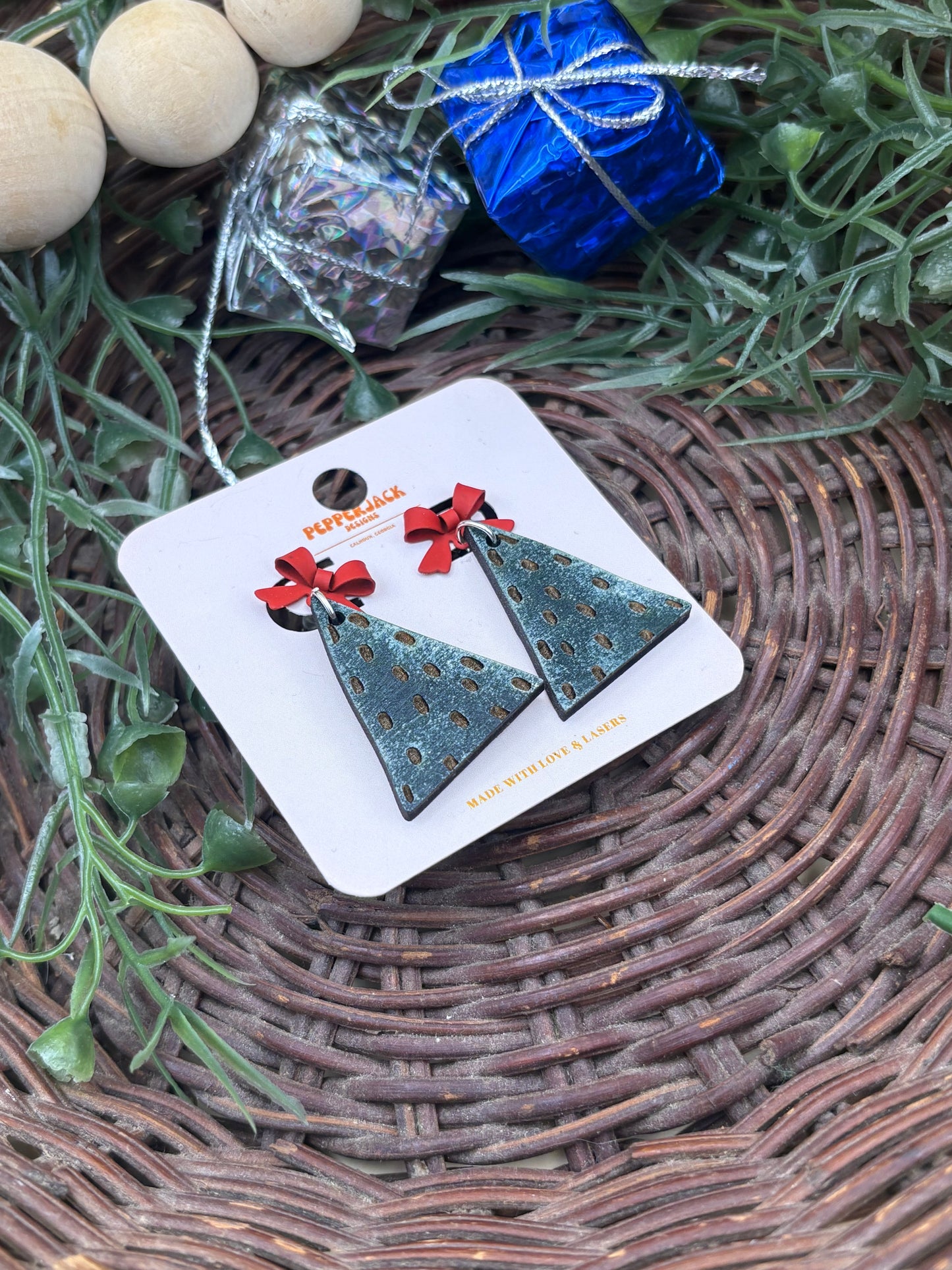 Boho Christmas Tree Earrings