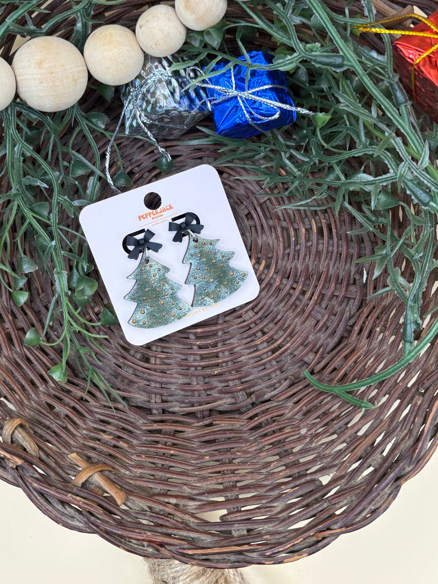 Boho Christmas Tree Earrings