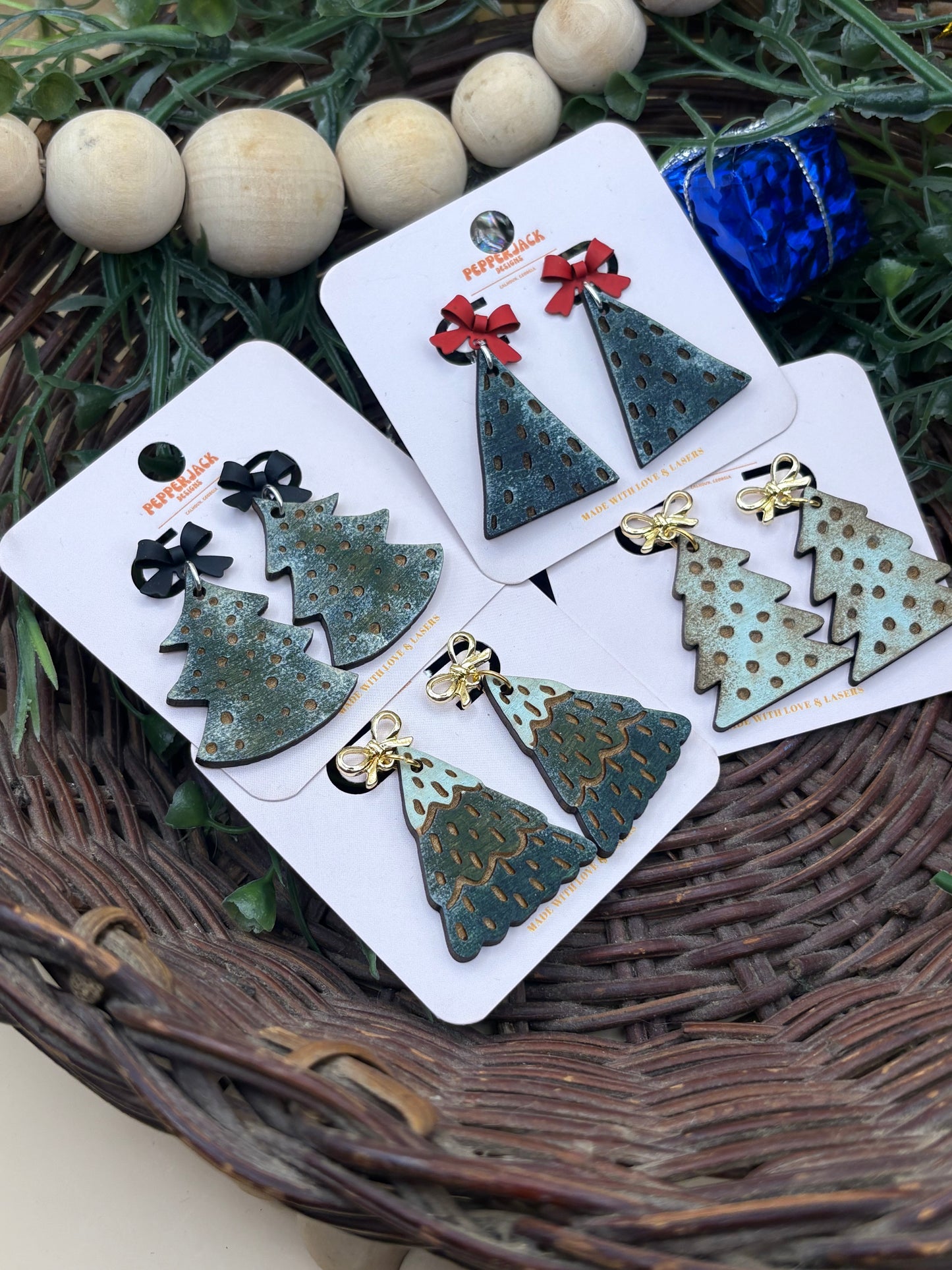 Boho Christmas Tree Earrings