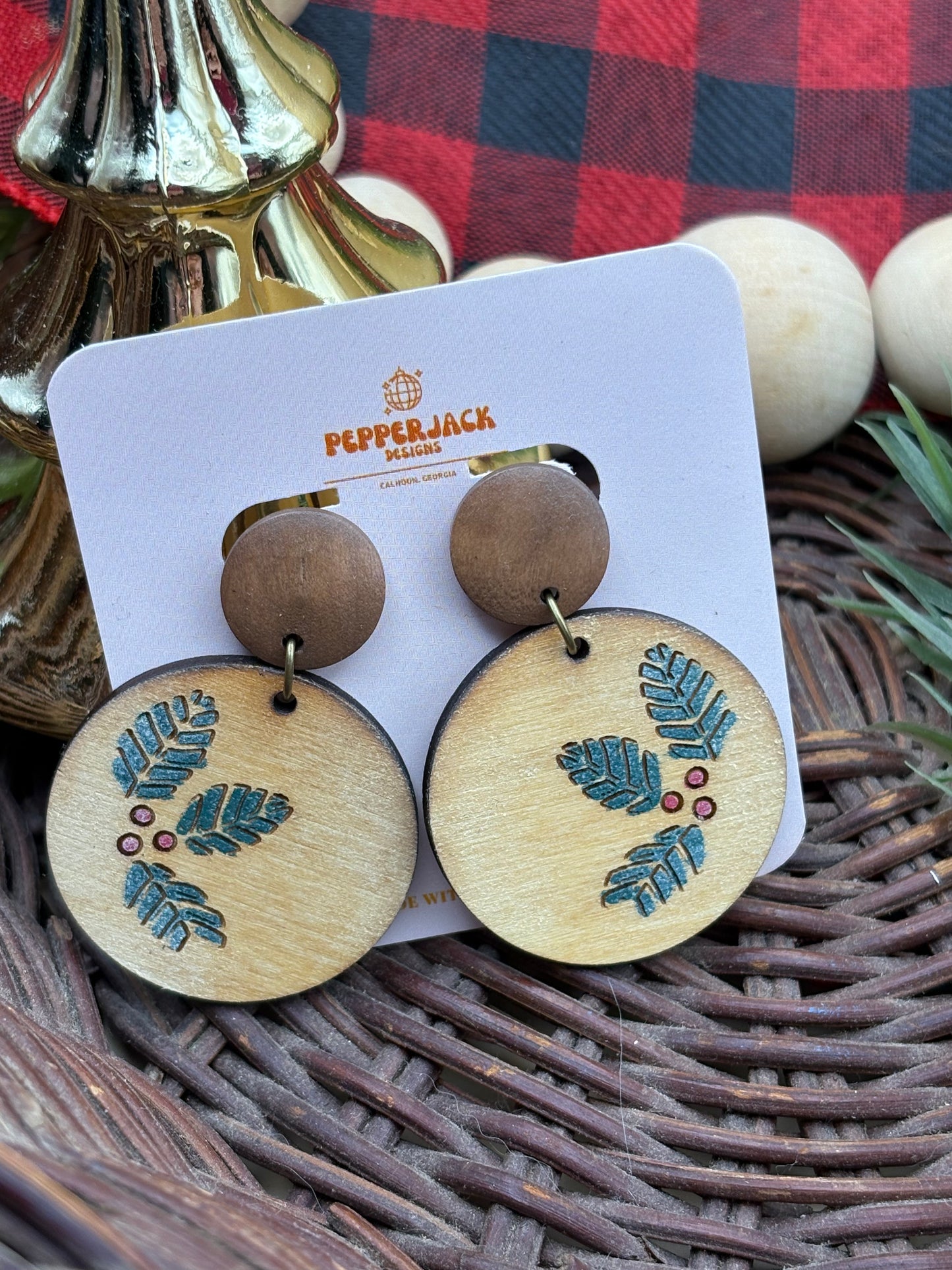 Mistletoe Sprig Circle Earrings