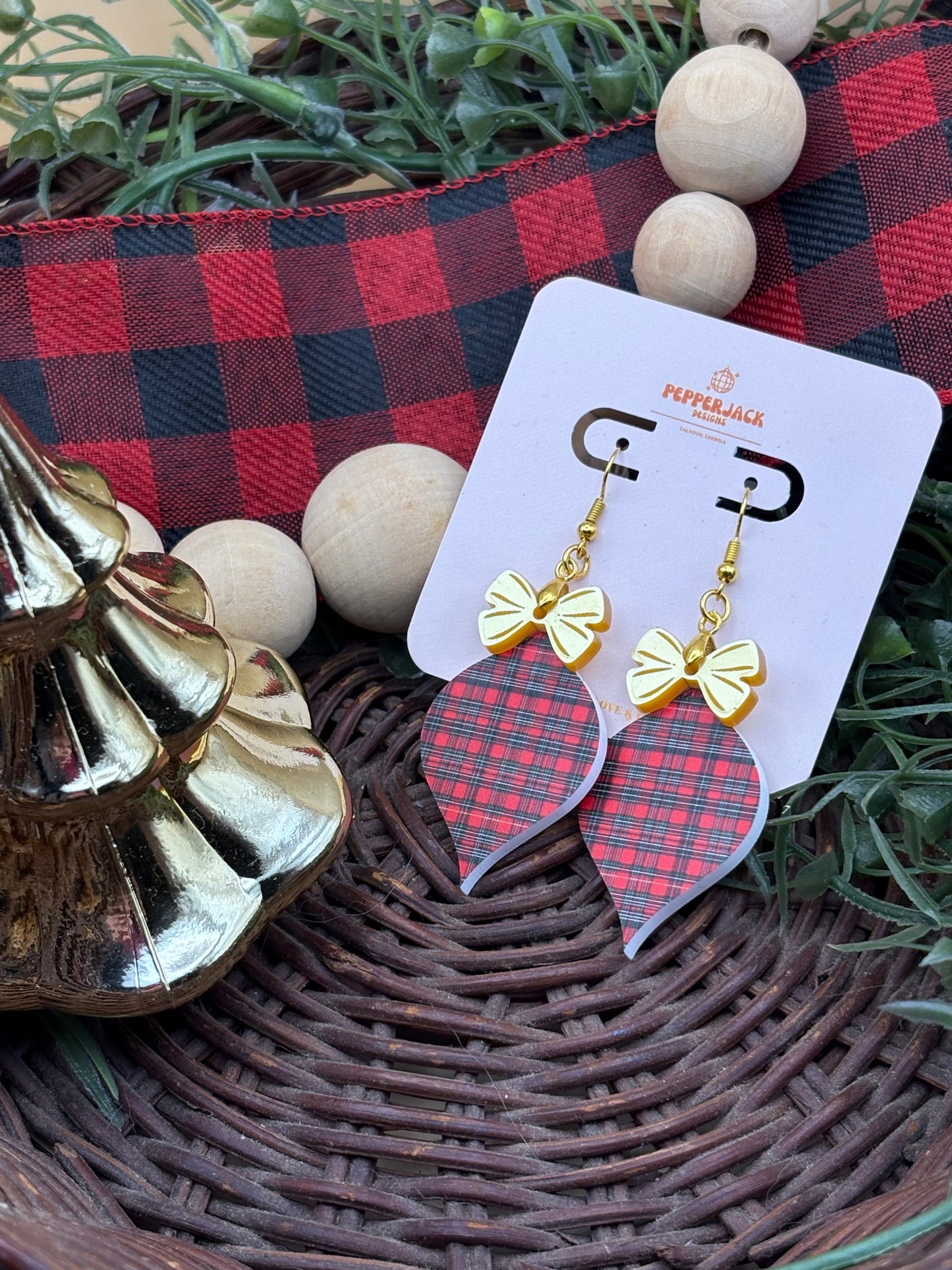 Plaid Bauble Earrings