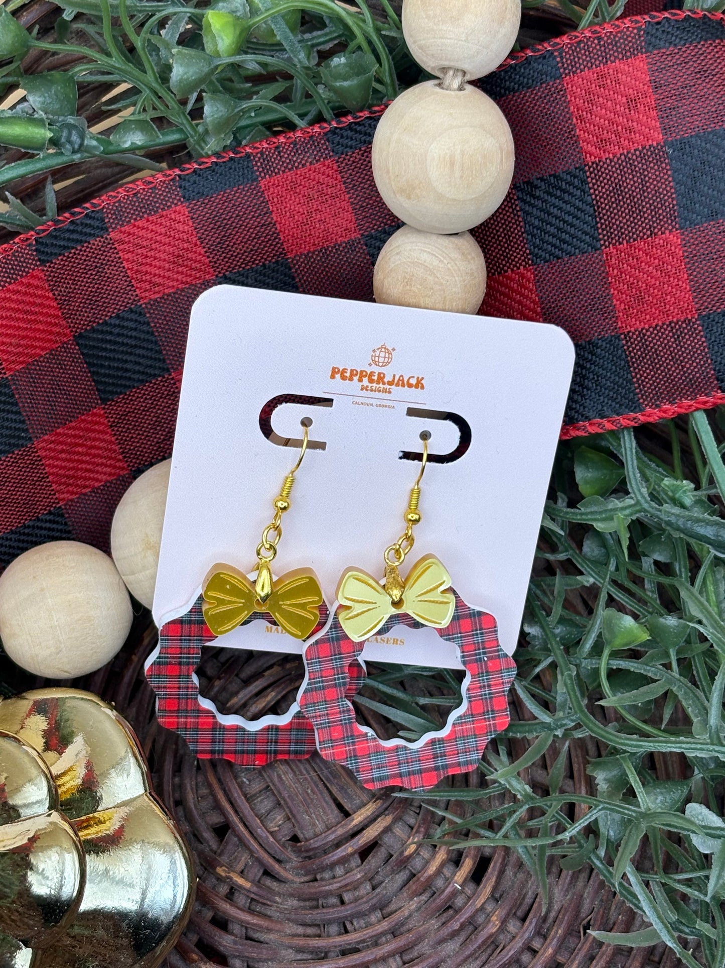 Plaid Wreath Earrings