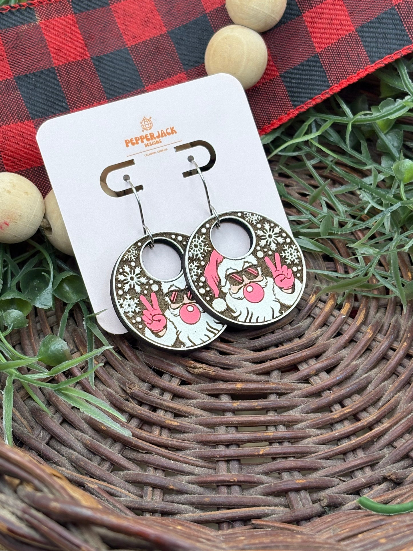 Bubblegum Santa Earrings