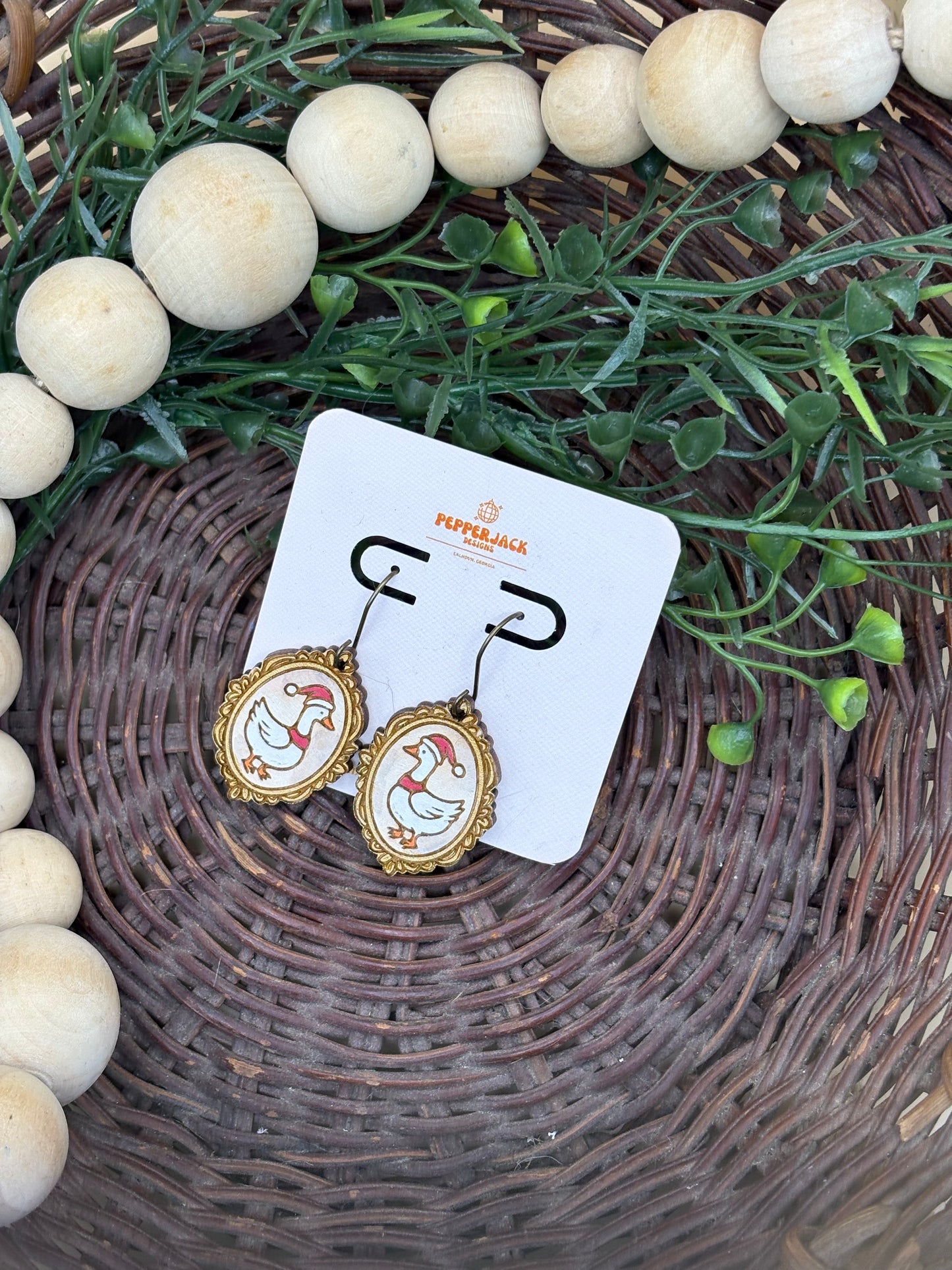Christmas Goose Earrings