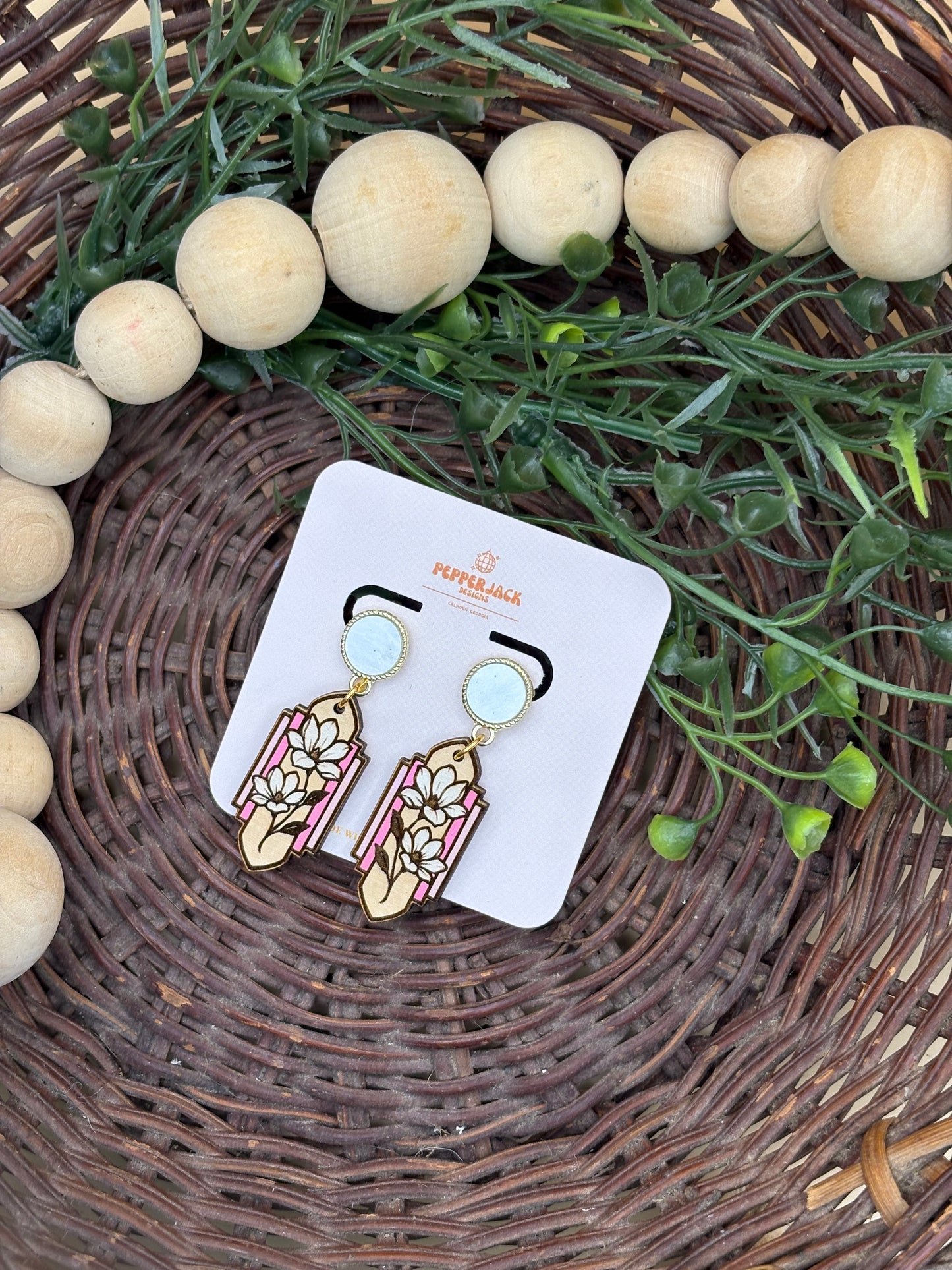 Stained Glass Floral Earrings