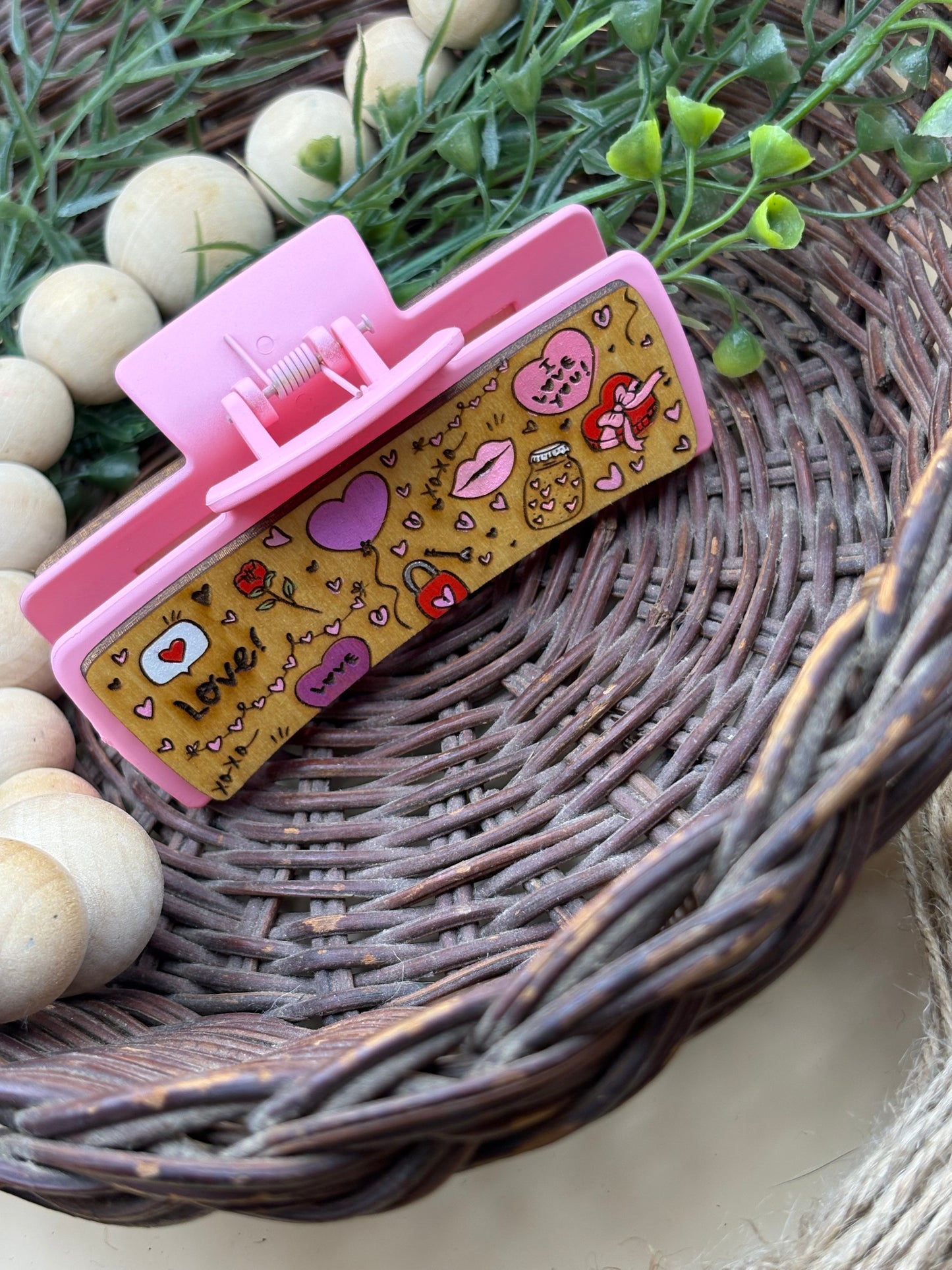 Valentine's Day Doodle Hair/Claw Clip