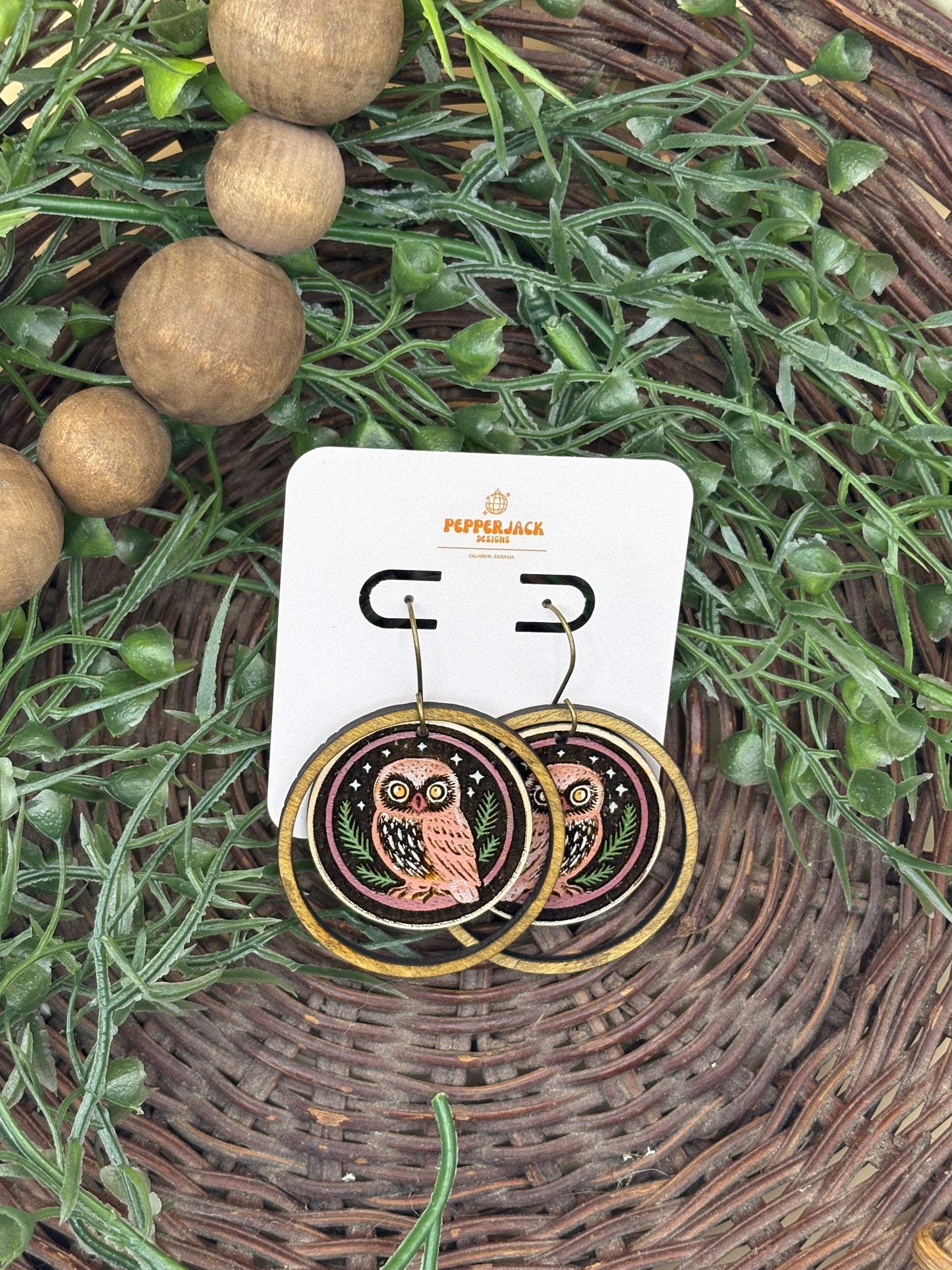 Drop Circle Woodland Creatures Earrings