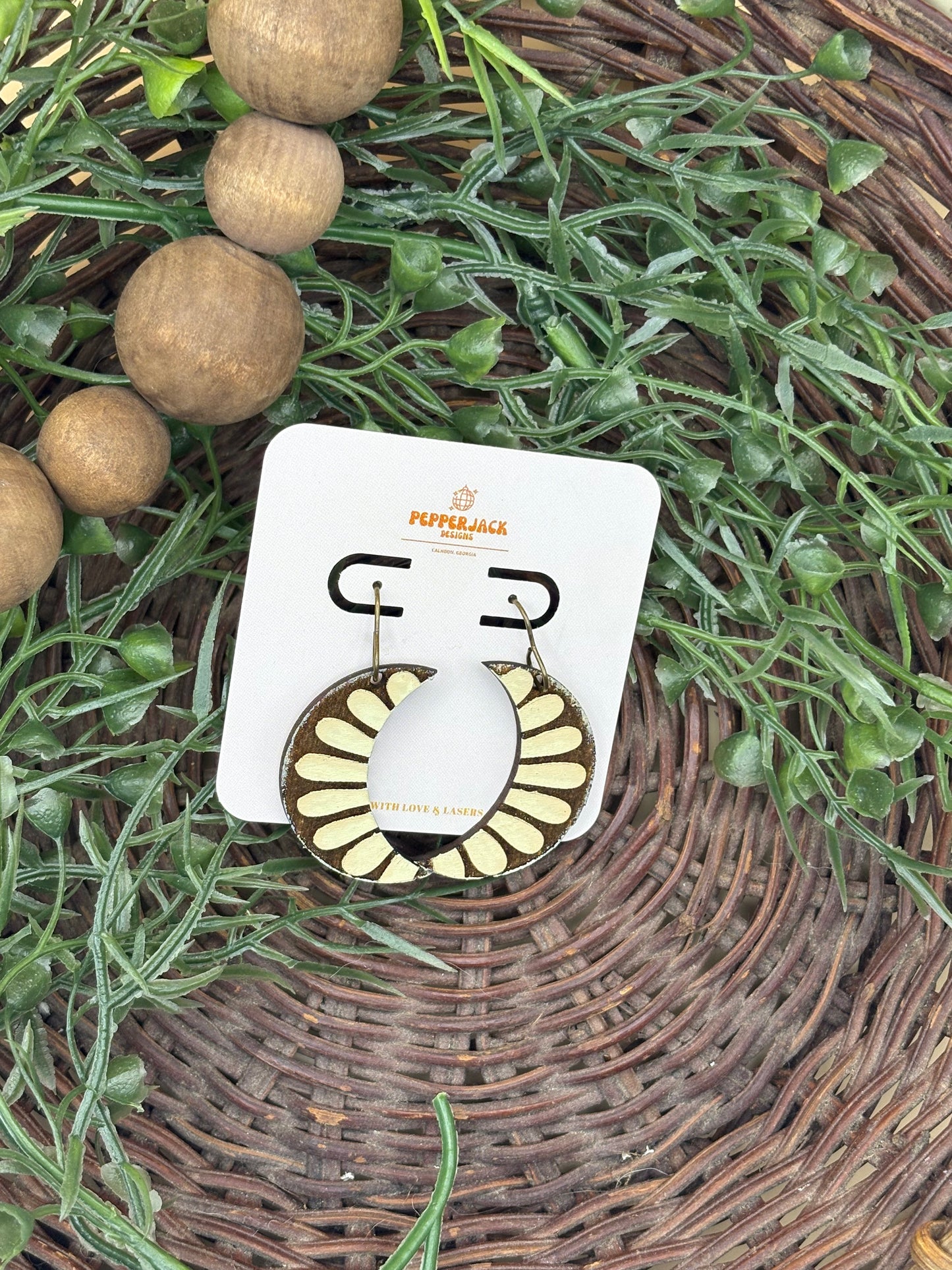 Reverse Engraved Boho Crescent Moon Earrings