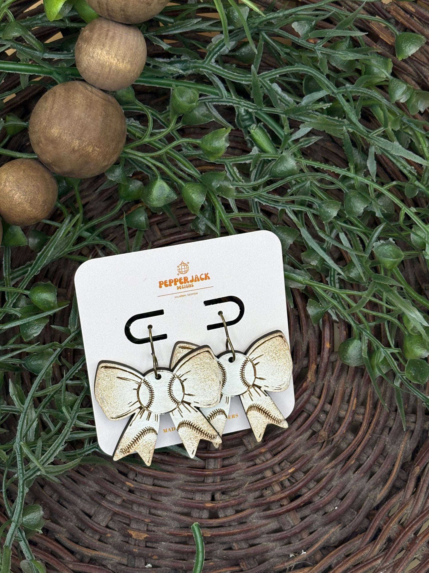 Baseball Bow Earrings