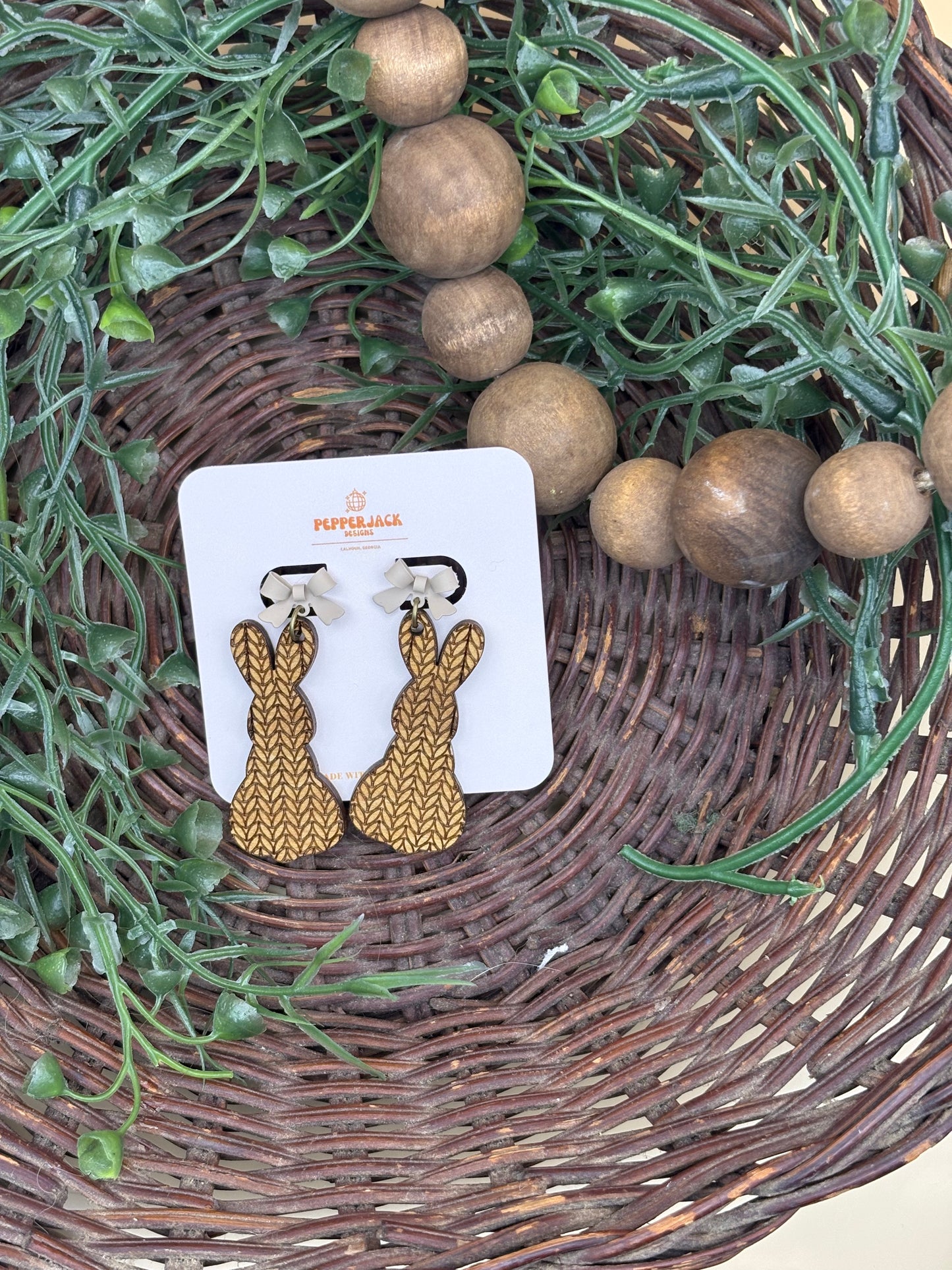 Sweater Pattern Bunny Earrings