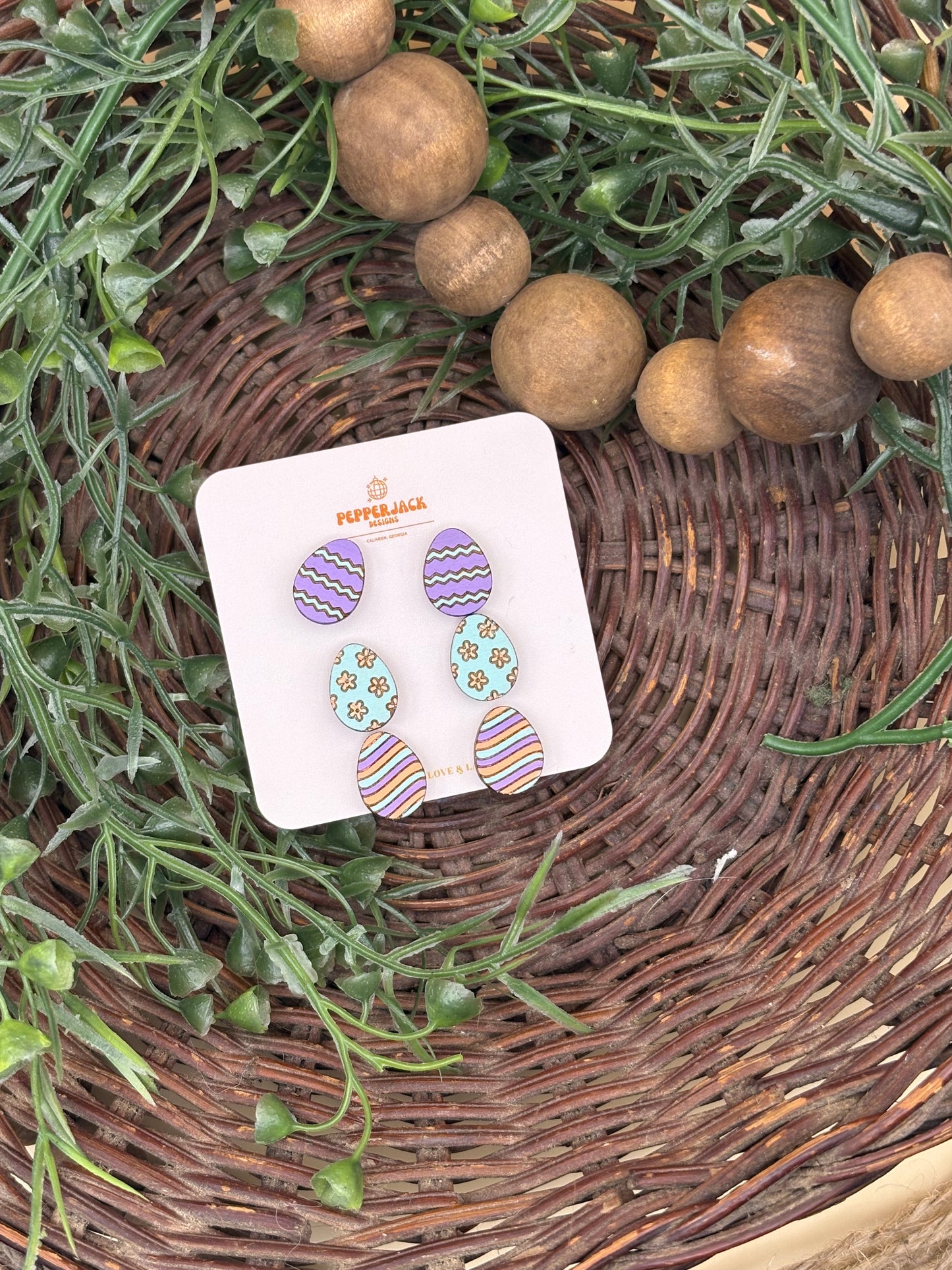 Easter Egg Stud Earrings - Set of 6