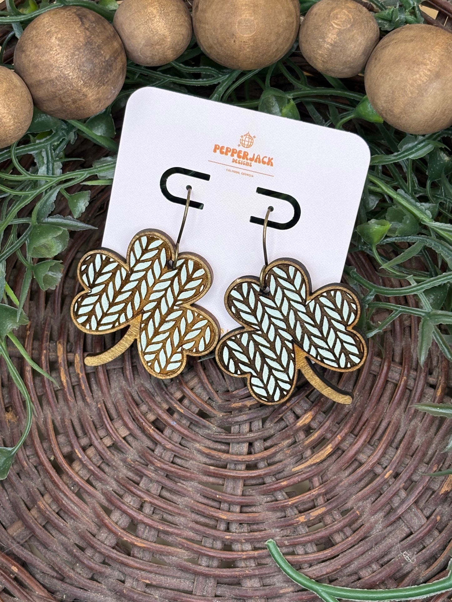 Sweater Pattern Shamrock Earrings