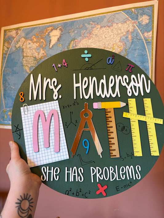 Personalizable Math Teacher Classroom Sign