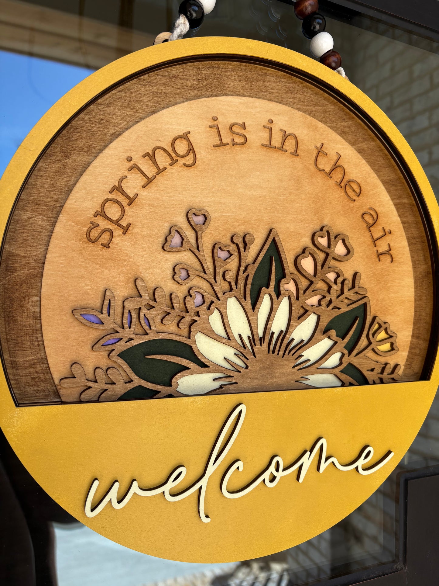 Spring Is In The Air Welcome Door Hanger Sign