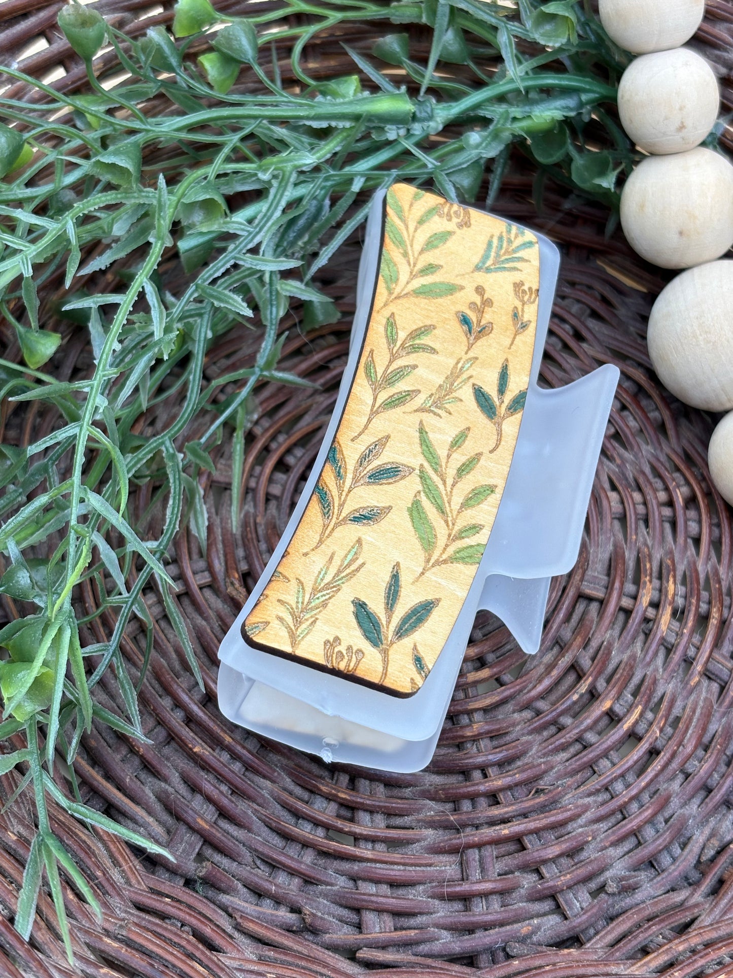 Foliage Stem Pattern Claw Clip