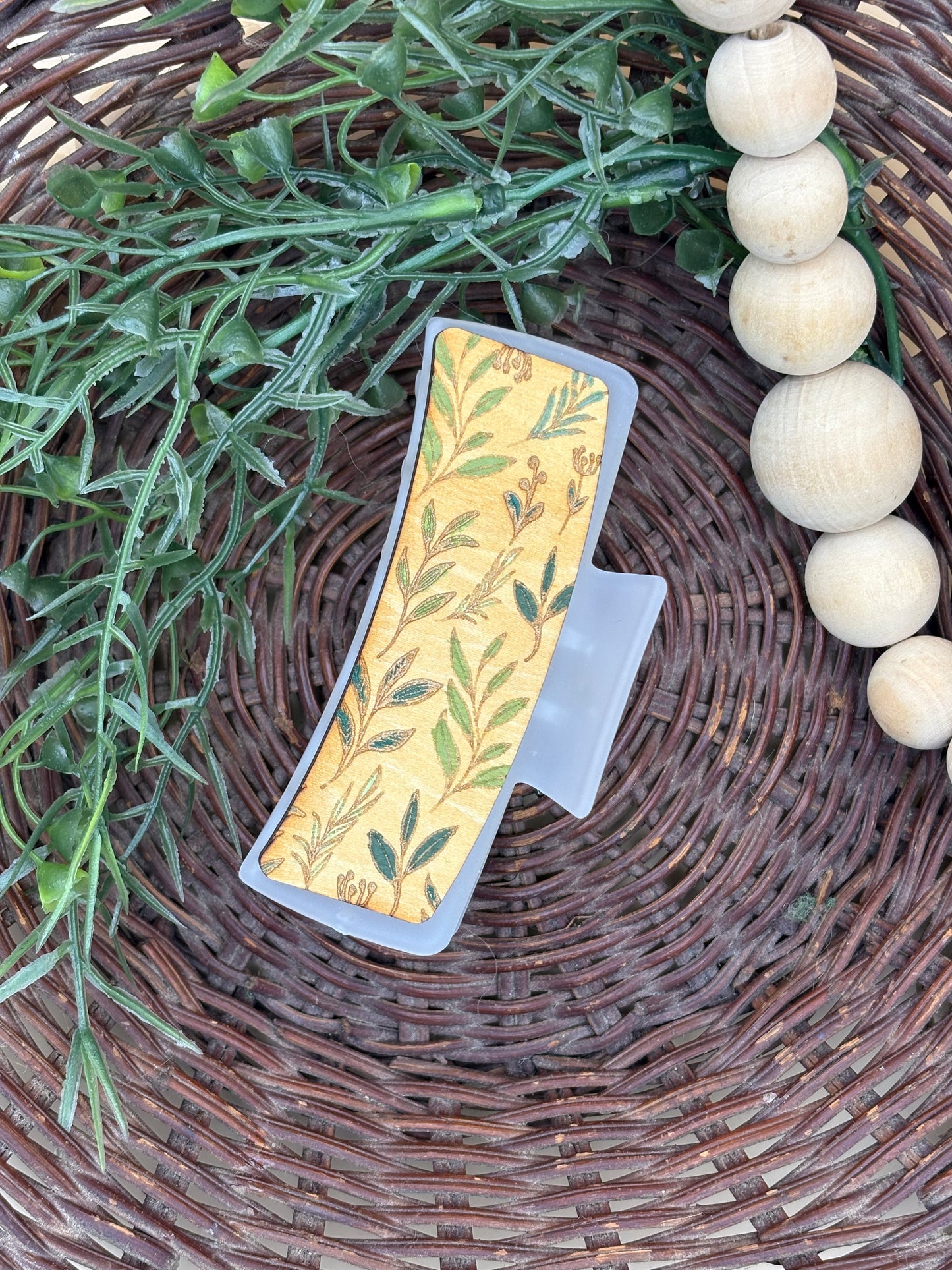 Foliage Stem Pattern Claw Clip