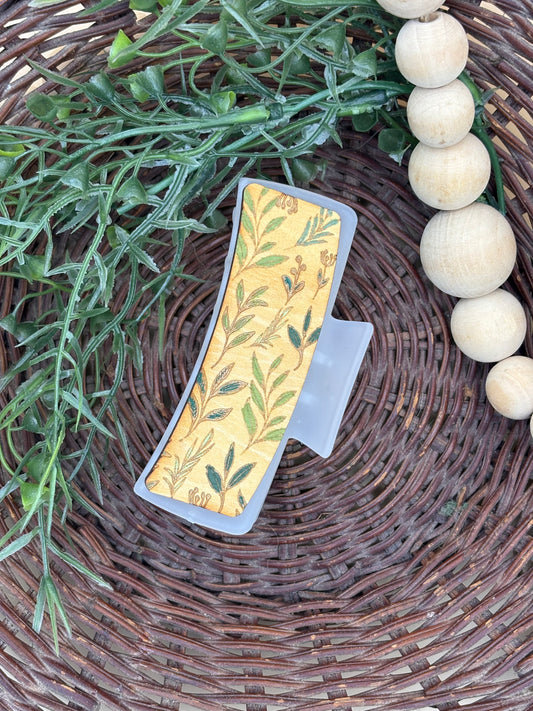 Foliage Stem Pattern Claw Clip