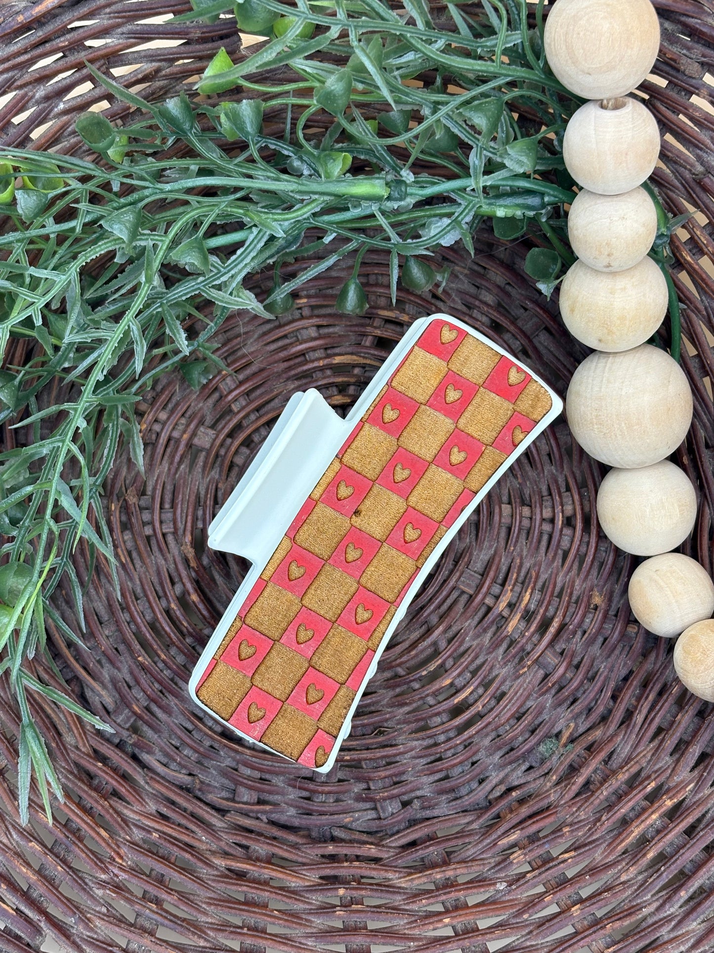 Checkered Hearts Claw Clip