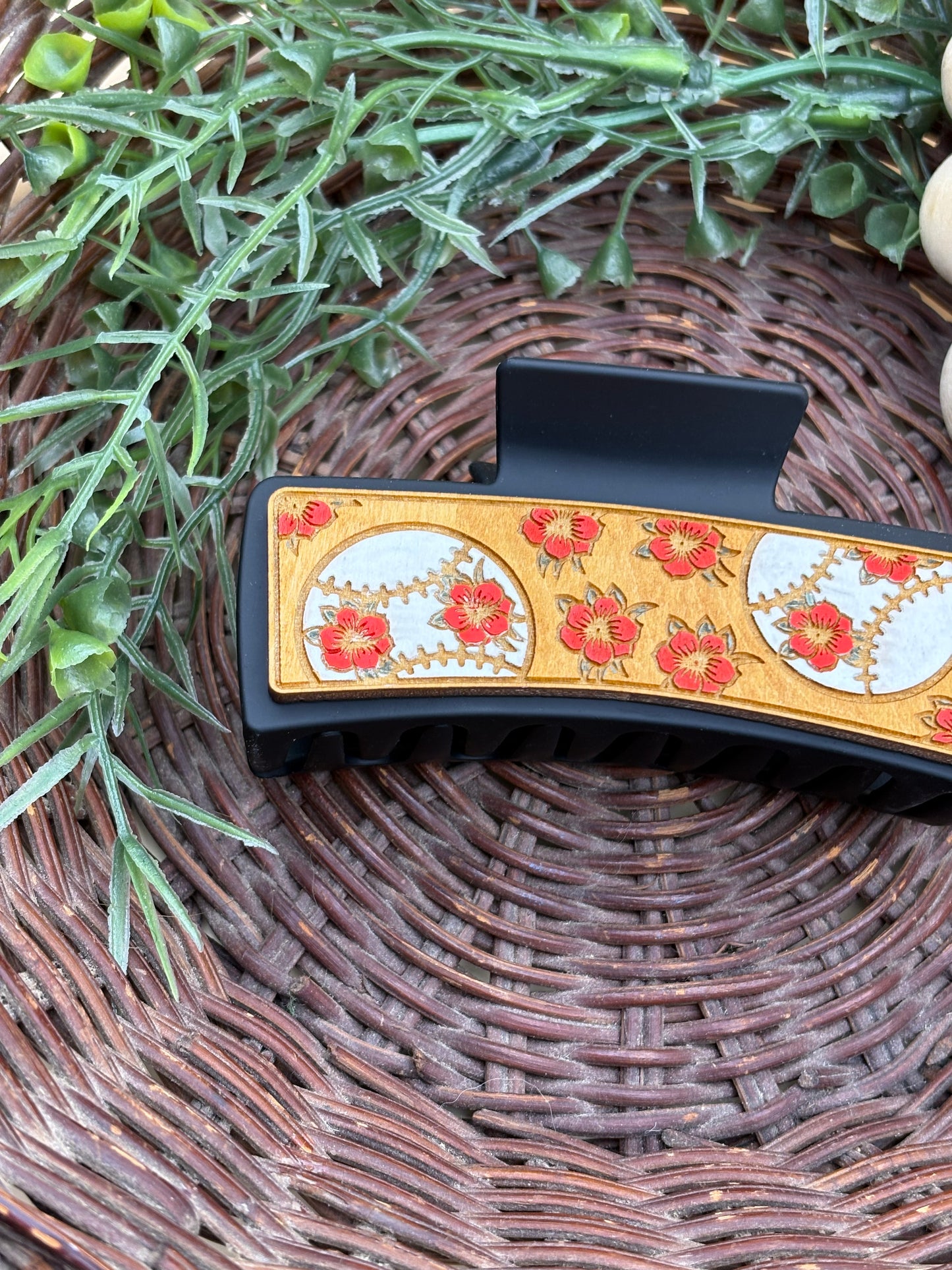 Floral Patterned Baseball Hair/Claw Clips