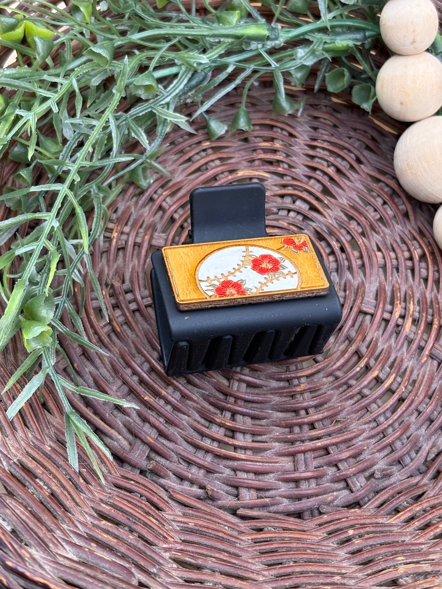 Floral Patterned Baseball Hair/Claw Clips