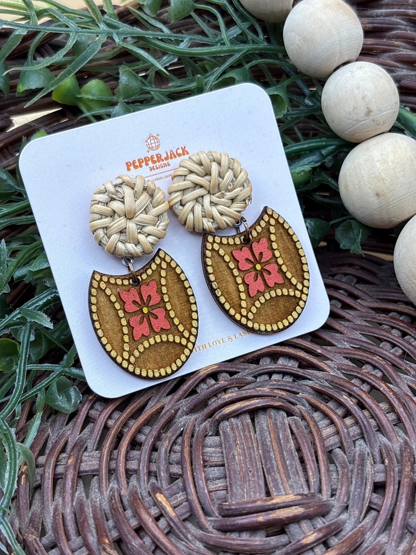 Western Style Rattan Stud Earrings