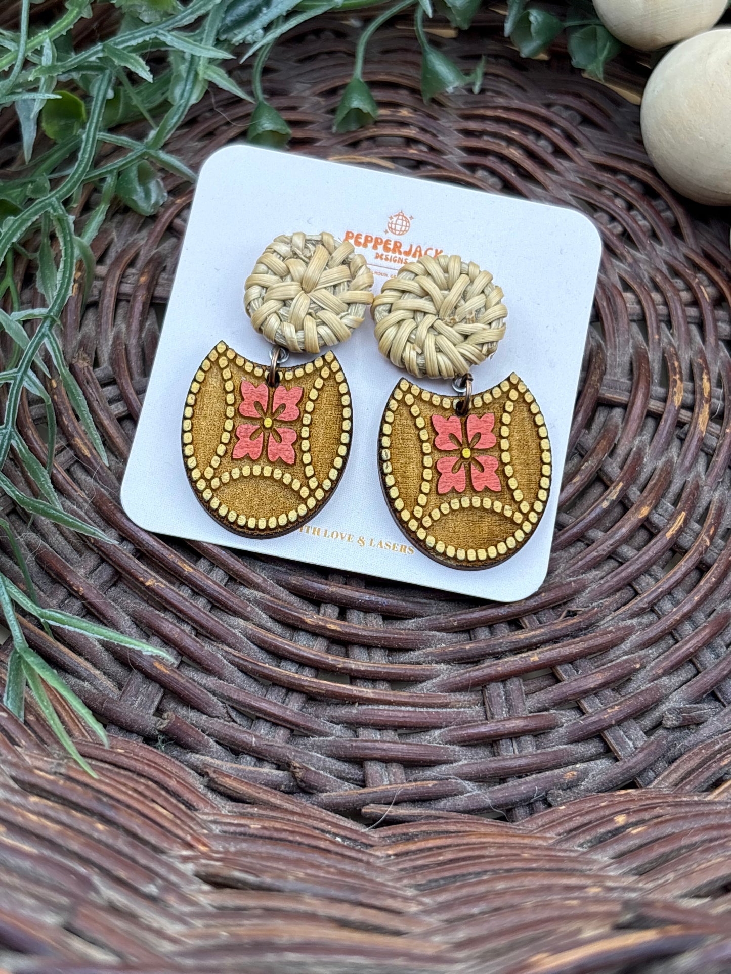 Western Style Rattan Stud Earrings
