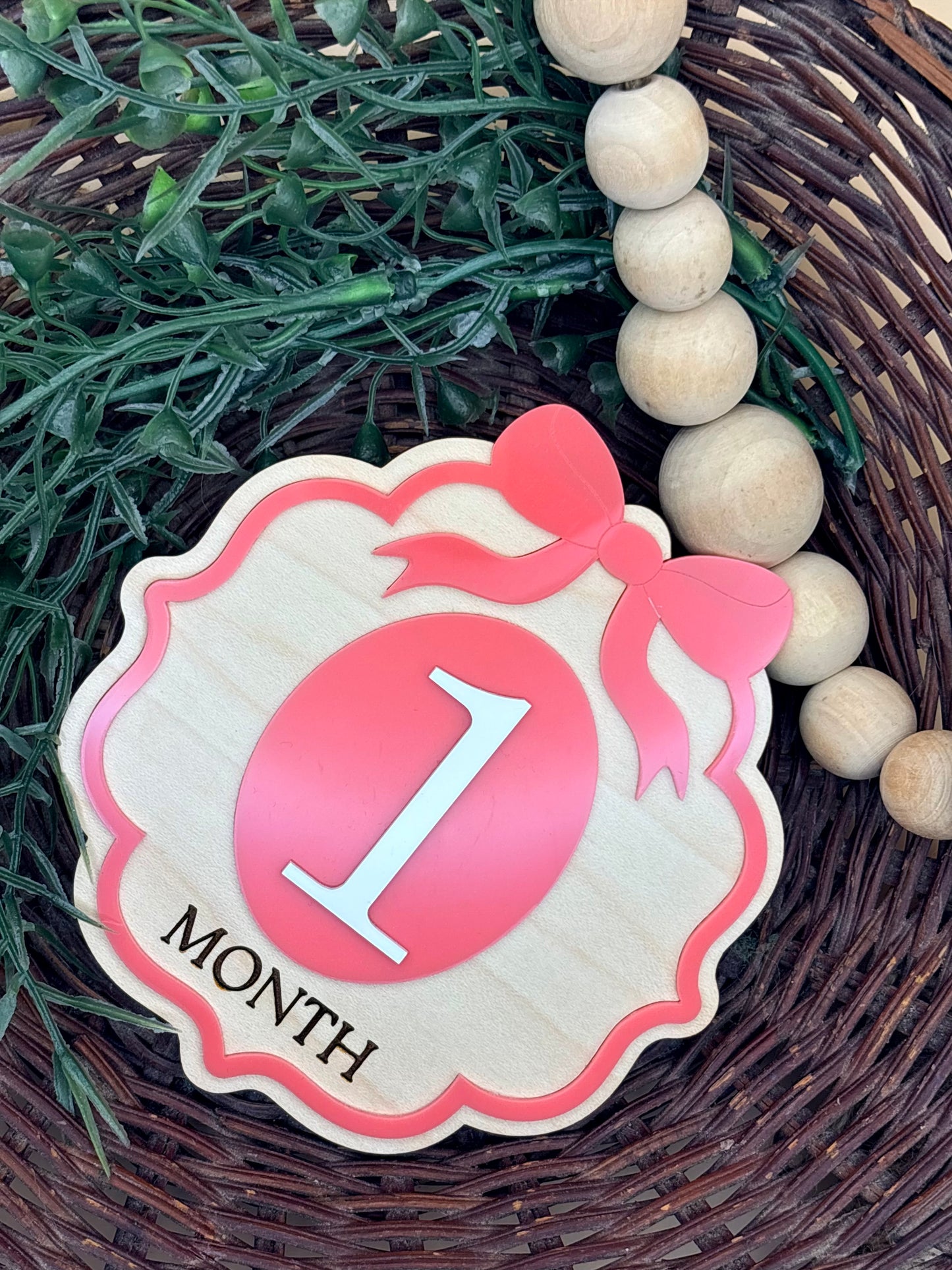 Vintage Bow Baby Milestone Signs/Plaques