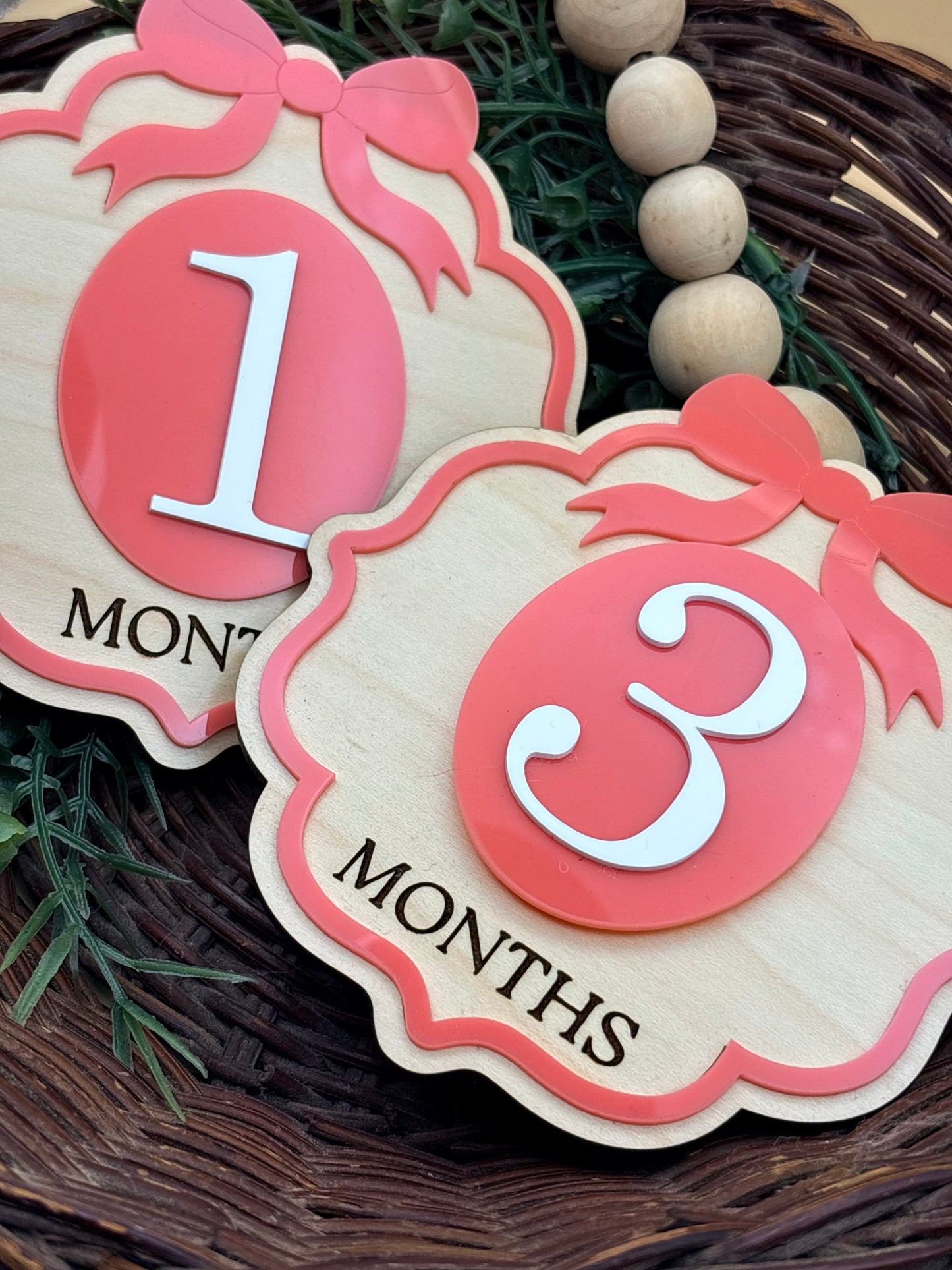 Vintage Bow Baby Milestone Signs/Plaques