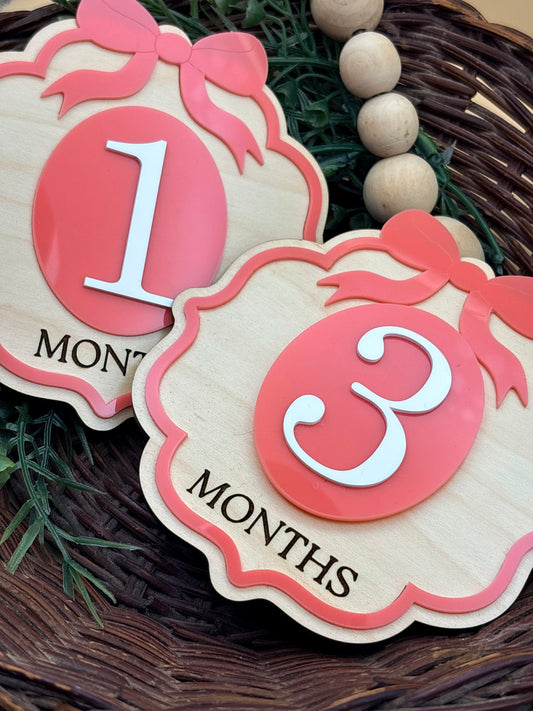Vintage Bow Baby Milestone Signs/Plaques