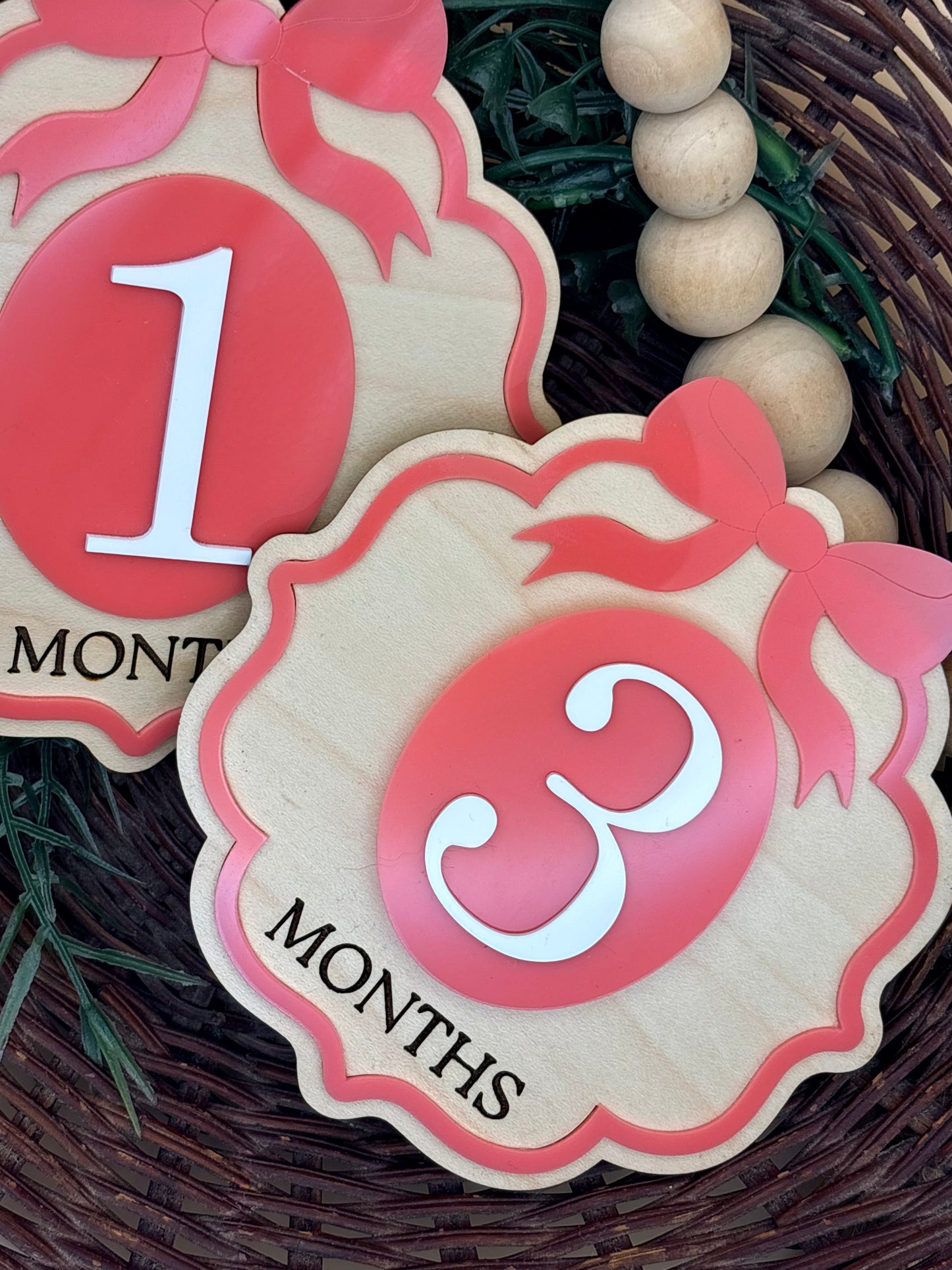 Vintage Bow Baby Milestone Signs/Plaques