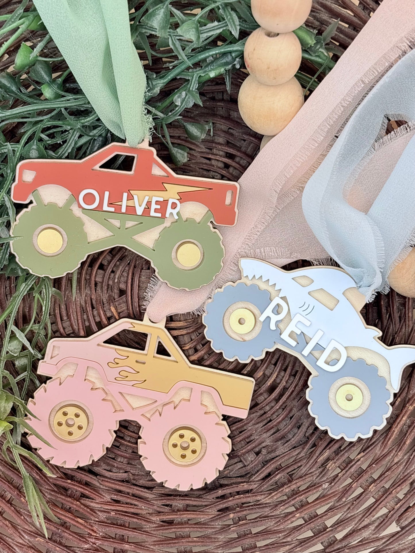Personalizable Monster Truck Tags