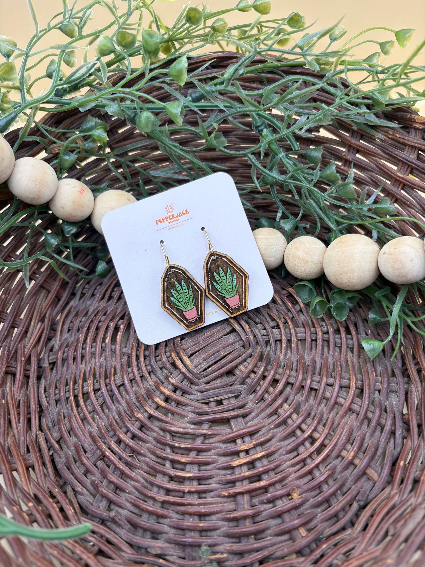 Geometric Plant Earrings