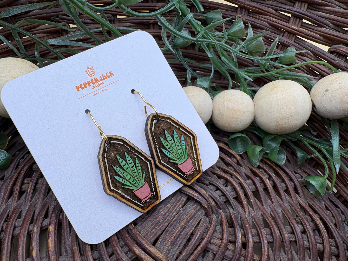 Geometric Plant Earrings