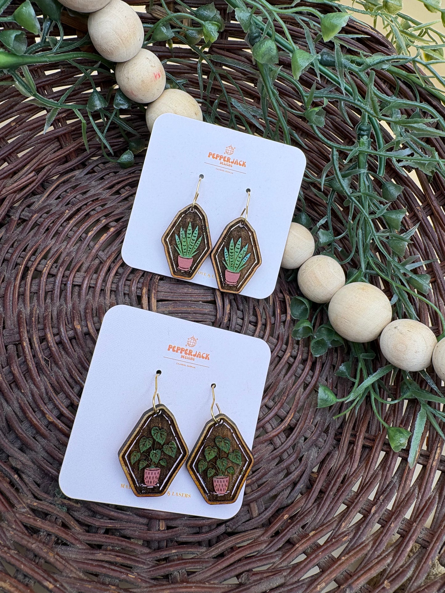 Geometric Plant Earrings