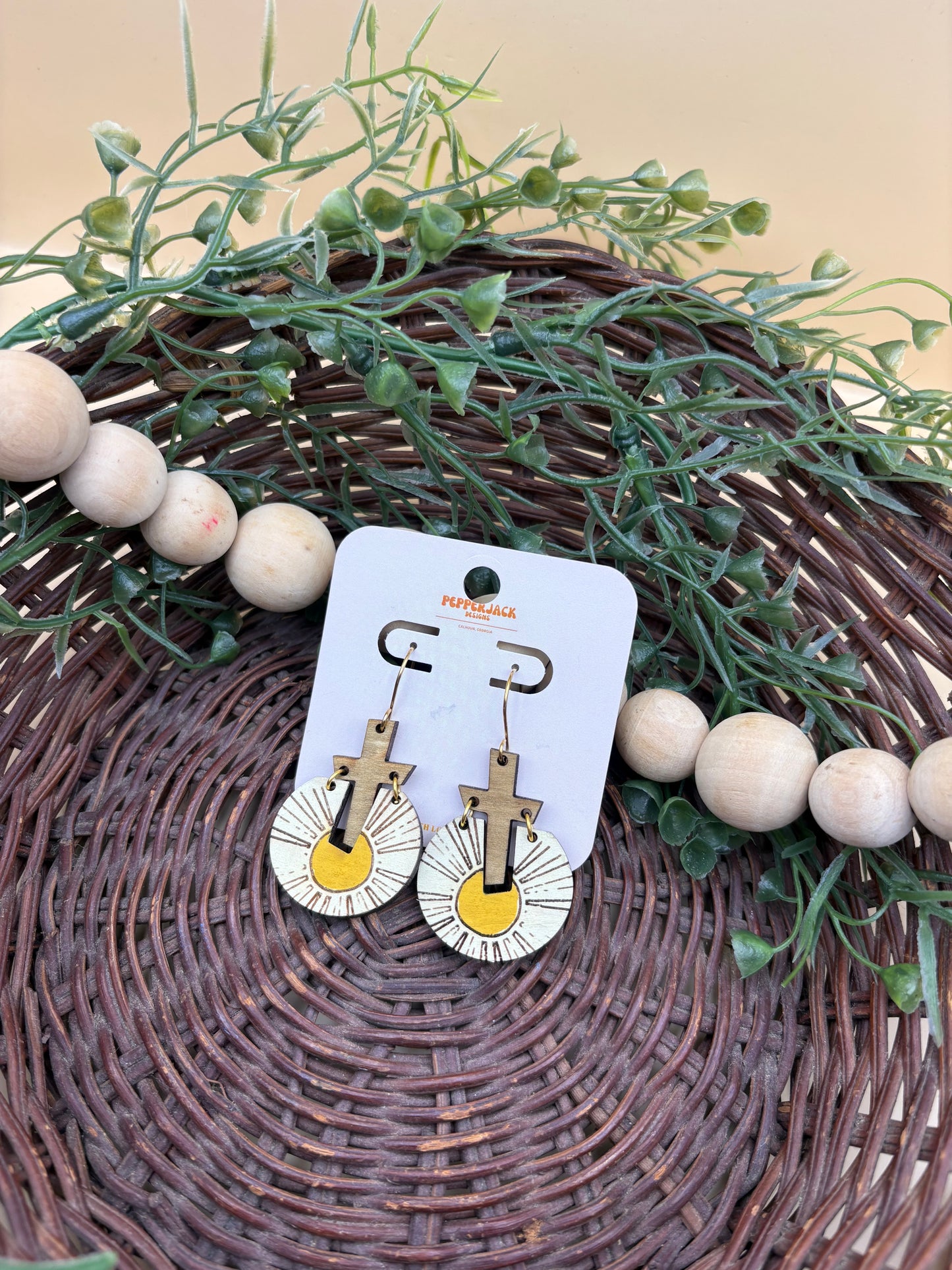 Sun Burst Cross Earrings