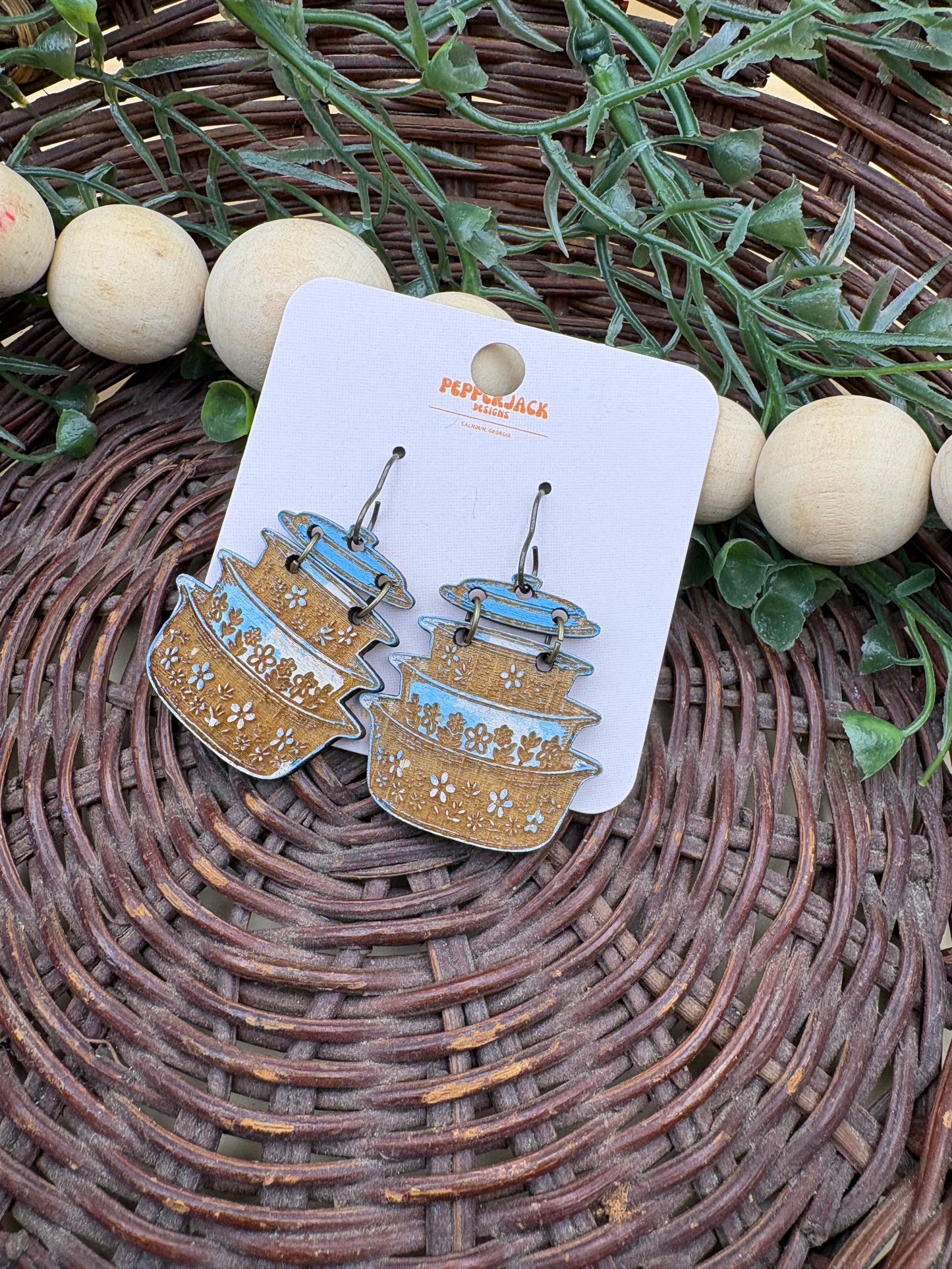 Vintage Floral Pyrex Style Earrings