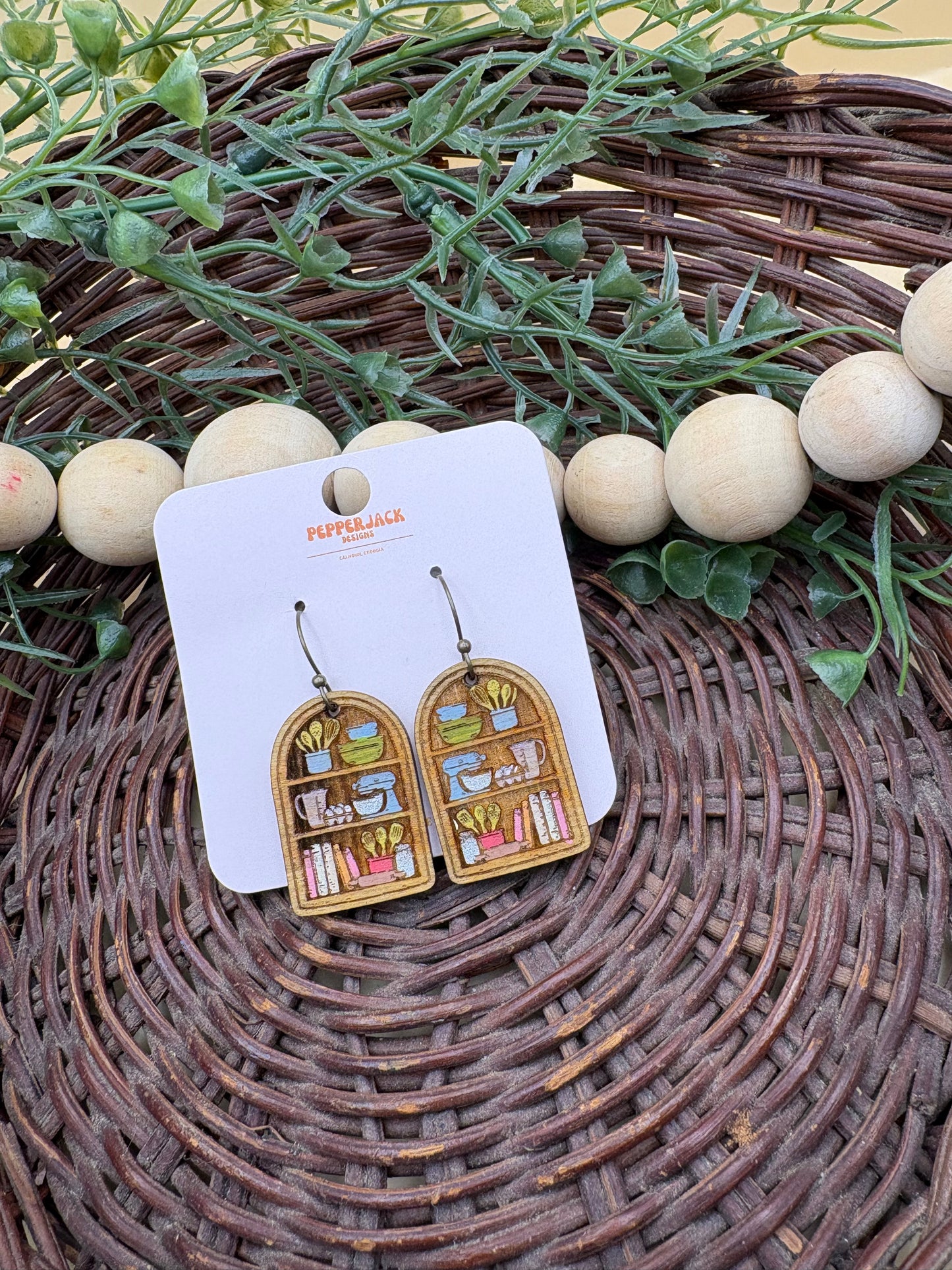 Baking Shelf Wooden Dangle Earrings
