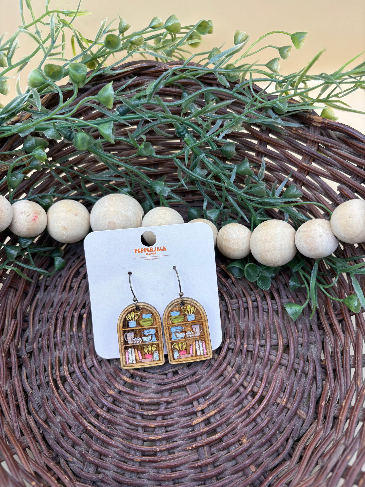 Baking Shelf Wooden Dangle Earrings
