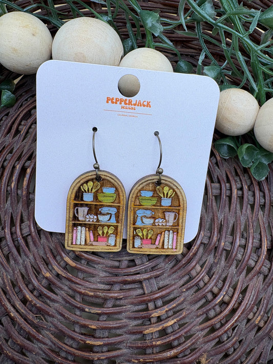 Baking Shelf Wooden Dangle Earrings